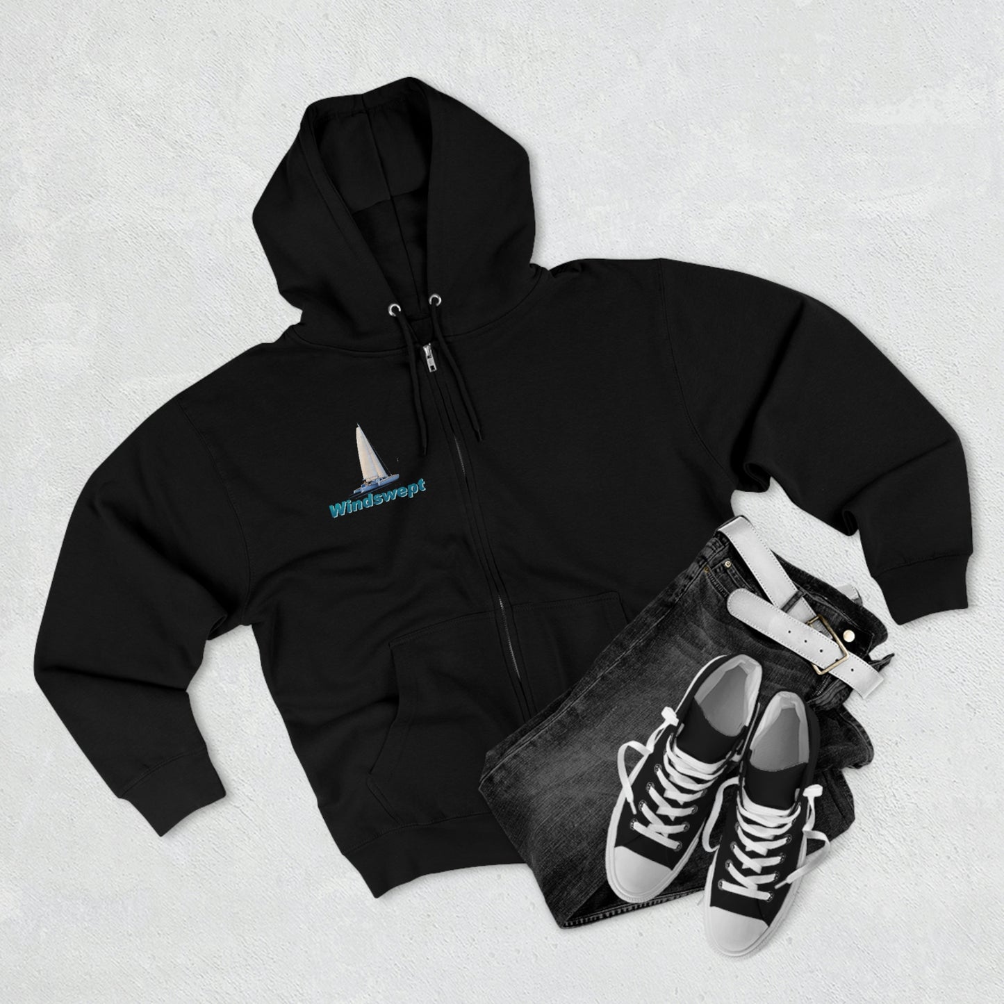 Unisex Premium Full Zip Hoodie, Sister Whisper graphic by John Ryerson Bredin