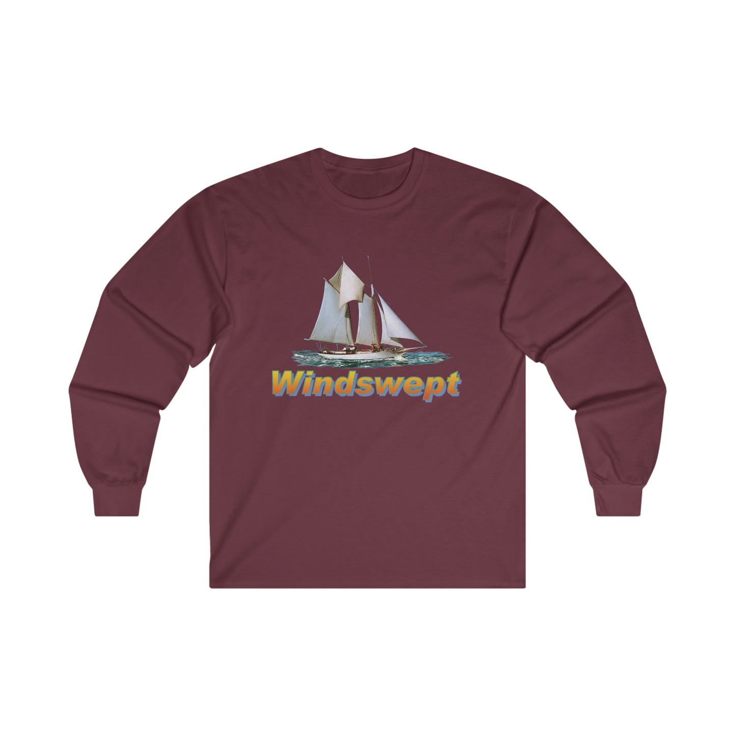 Ultra Cotton Long Sleeve Tee, W.H. Aubrey Sailboat. By John Ryerson Bredin