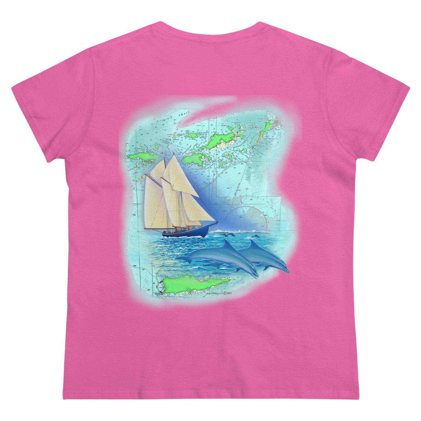 Windswept Soult, Bluenose sailboat, Women's Midweight Cotton Tee