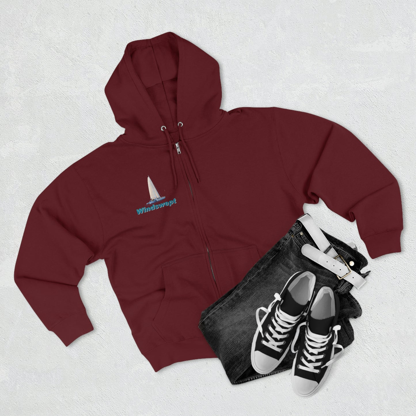 Unisex Premium Full Zip Hoodie, Sister Whisper graphic by John Ryerson Bredin