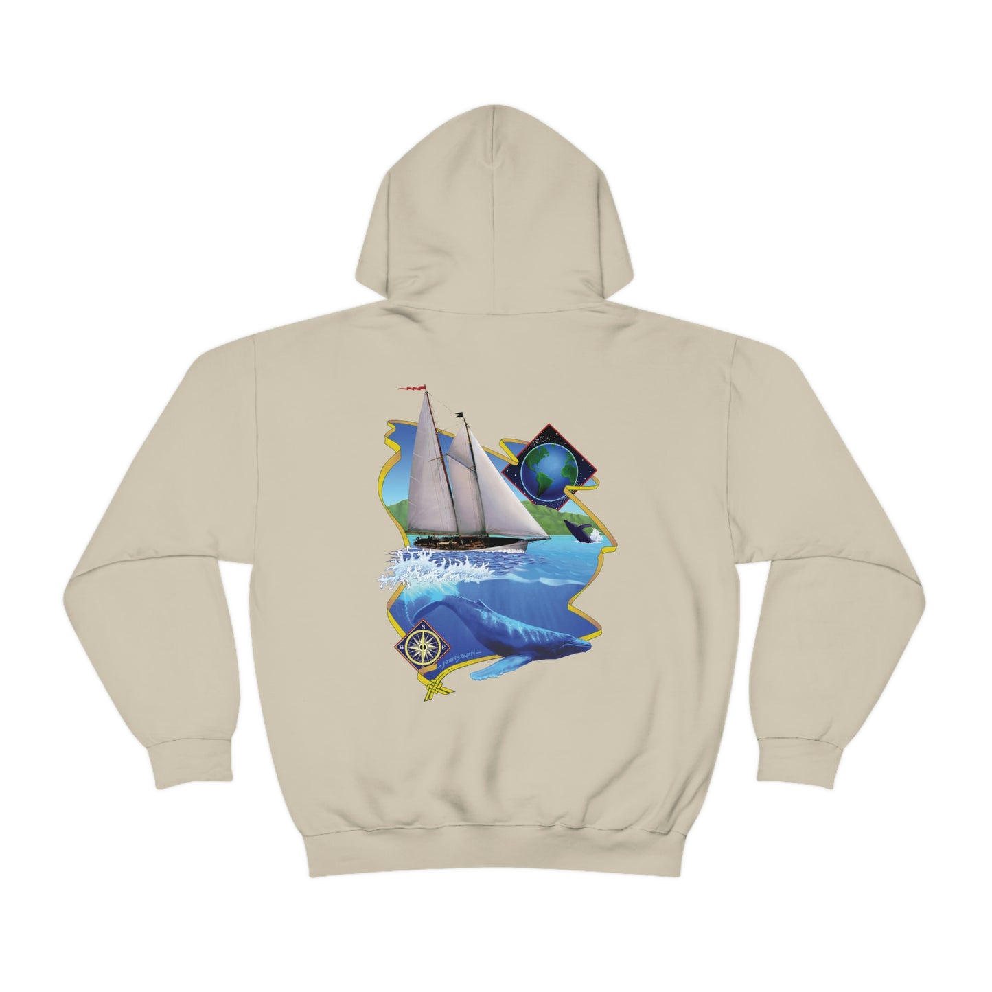 Unisex Heavy Blend™ Hooded Sweatshirt, Windswept, Mother Ocean design.
