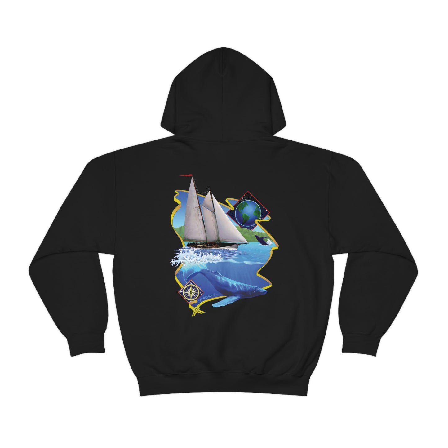 Unisex Heavy Blend™ Hooded Sweatshirt, Windswept, Mother Ocean design.