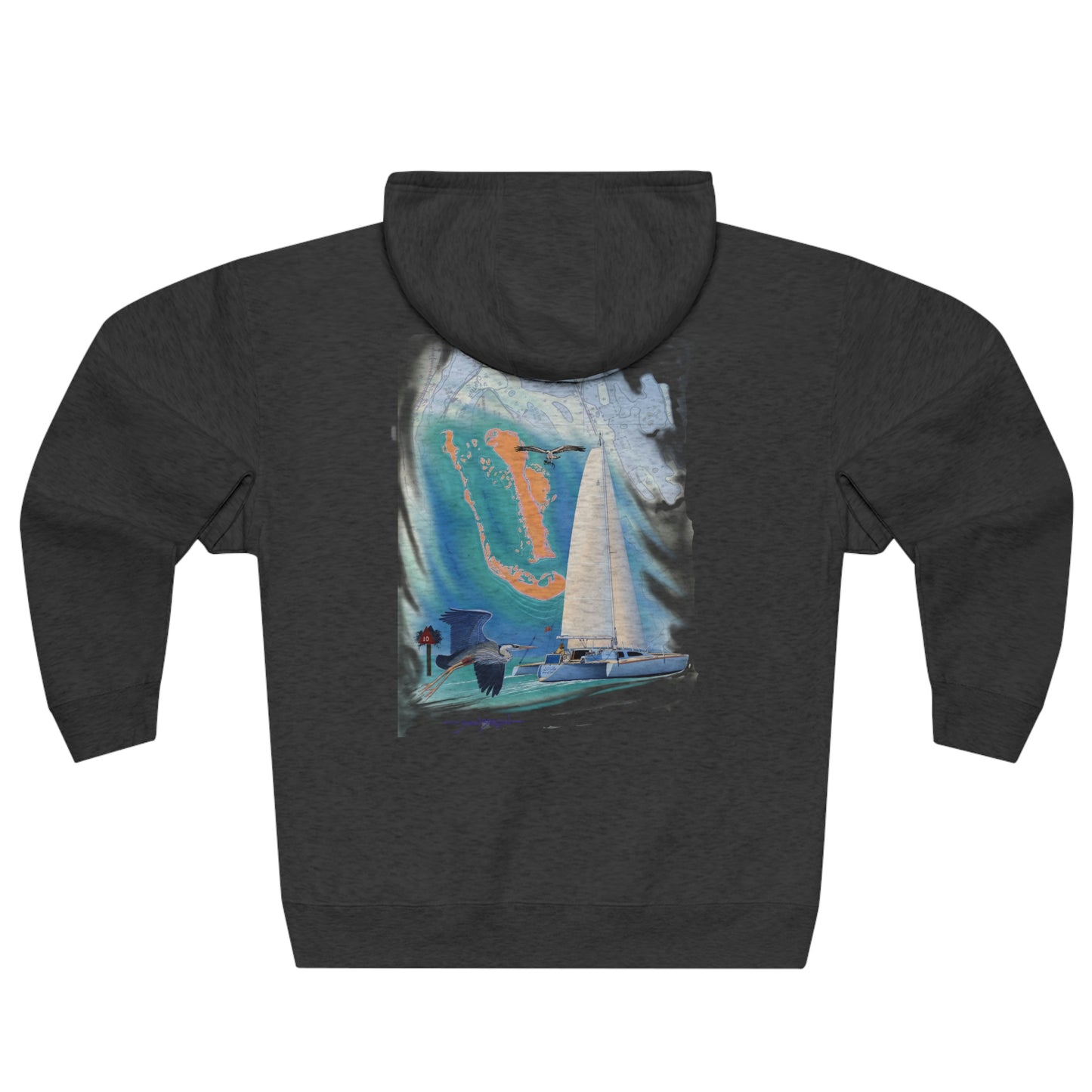 Unisex Premium Full Zip Hoodie, Sister Whisper graphic by John Ryerson Bredin