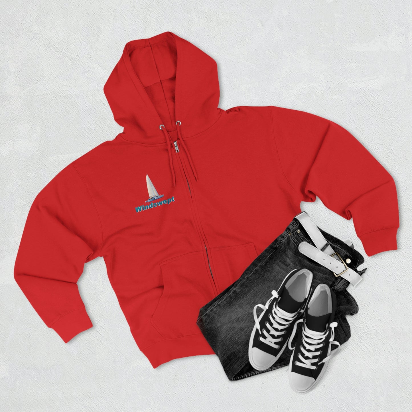 Unisex Premium Full Zip Hoodie, Sister Whisper graphic by John Ryerson Bredin