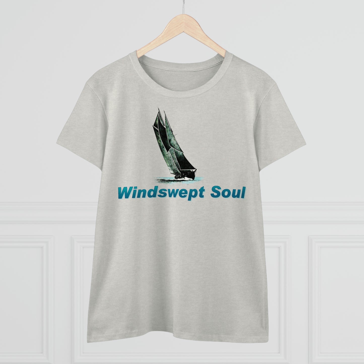 Windswept Soult, Bluenose sailboat, Women's Midweight Cotton Tee