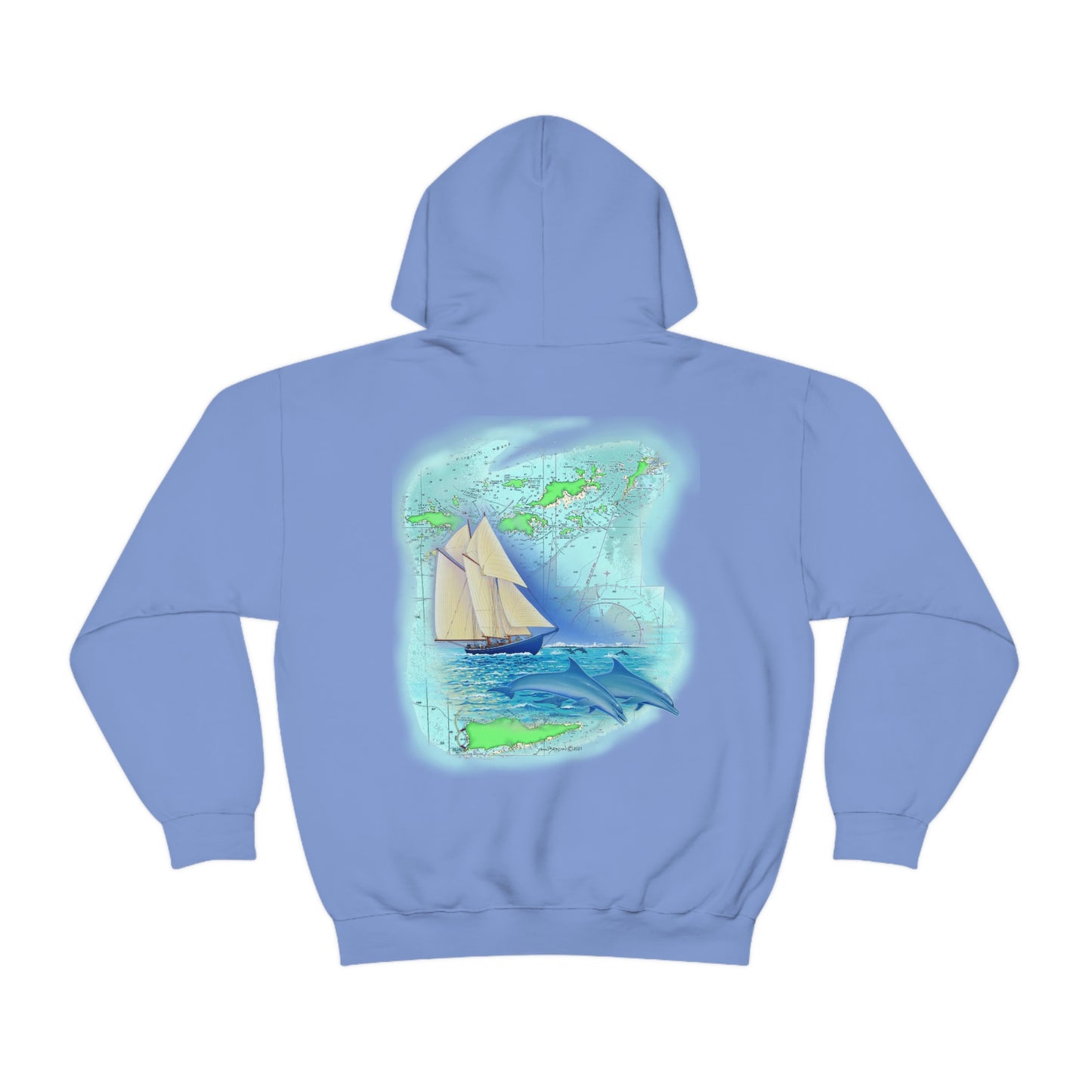 Unisex Heavy Blend™ Hooded Sweatshirt, Windswept Soul, Bluenose Sailboat.