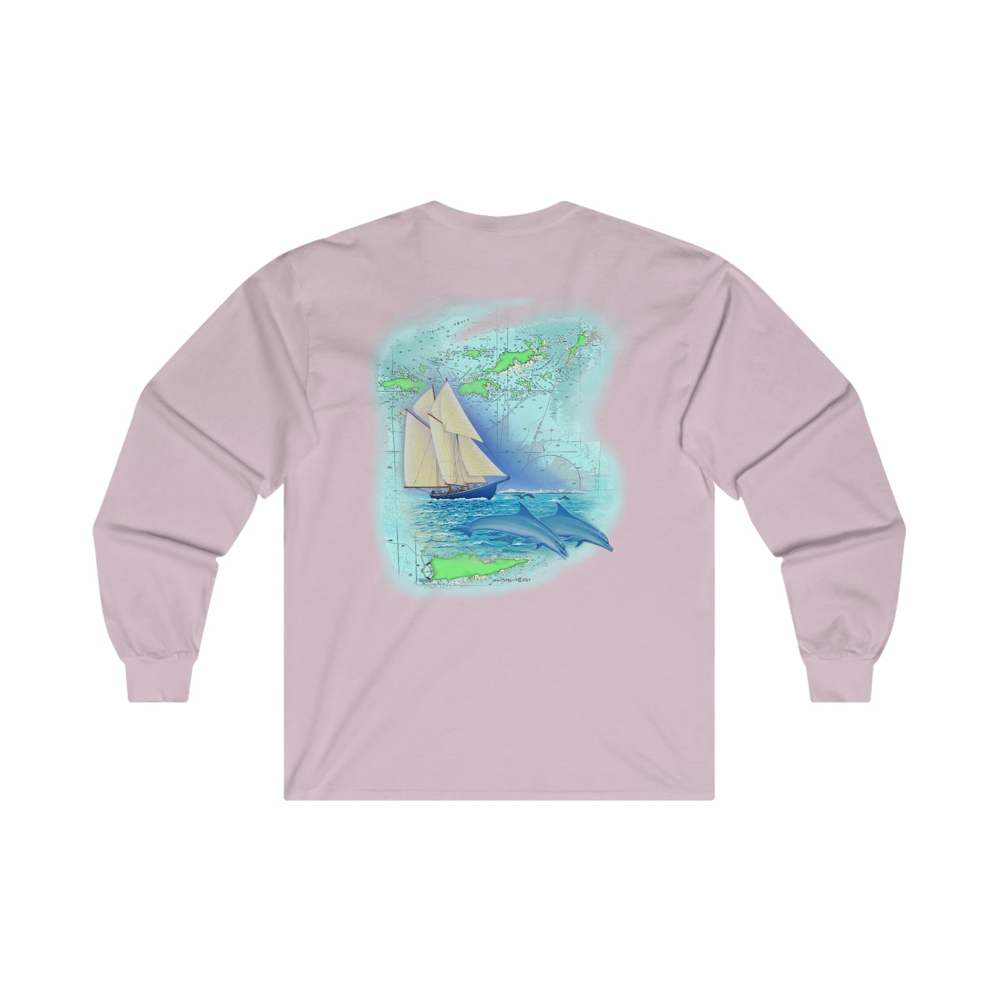 Ultra Cotton Long Sleeve Tee, Windswept Soul, Bluenose graphics by John Ryerson Bredin