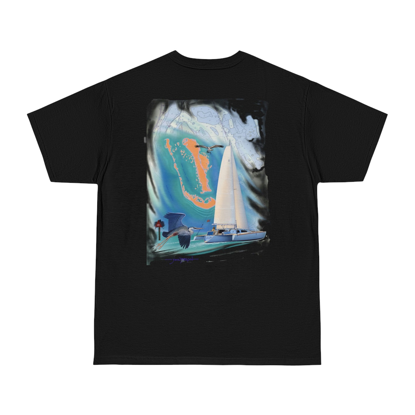 Windswept T-Shirt, Sister Whisper Trimaran. Unisex Hammer™ T-shirt. Artwork by John Ryerson Bredin.