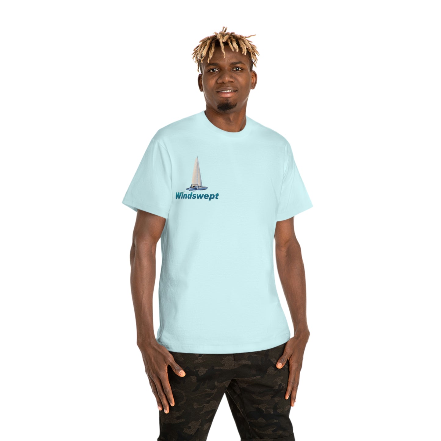 Windswept T-Shirt, Sister Whisper Trimaran. Unisex Hammer™ T-shirt. Artwork by John Ryerson Bredin.