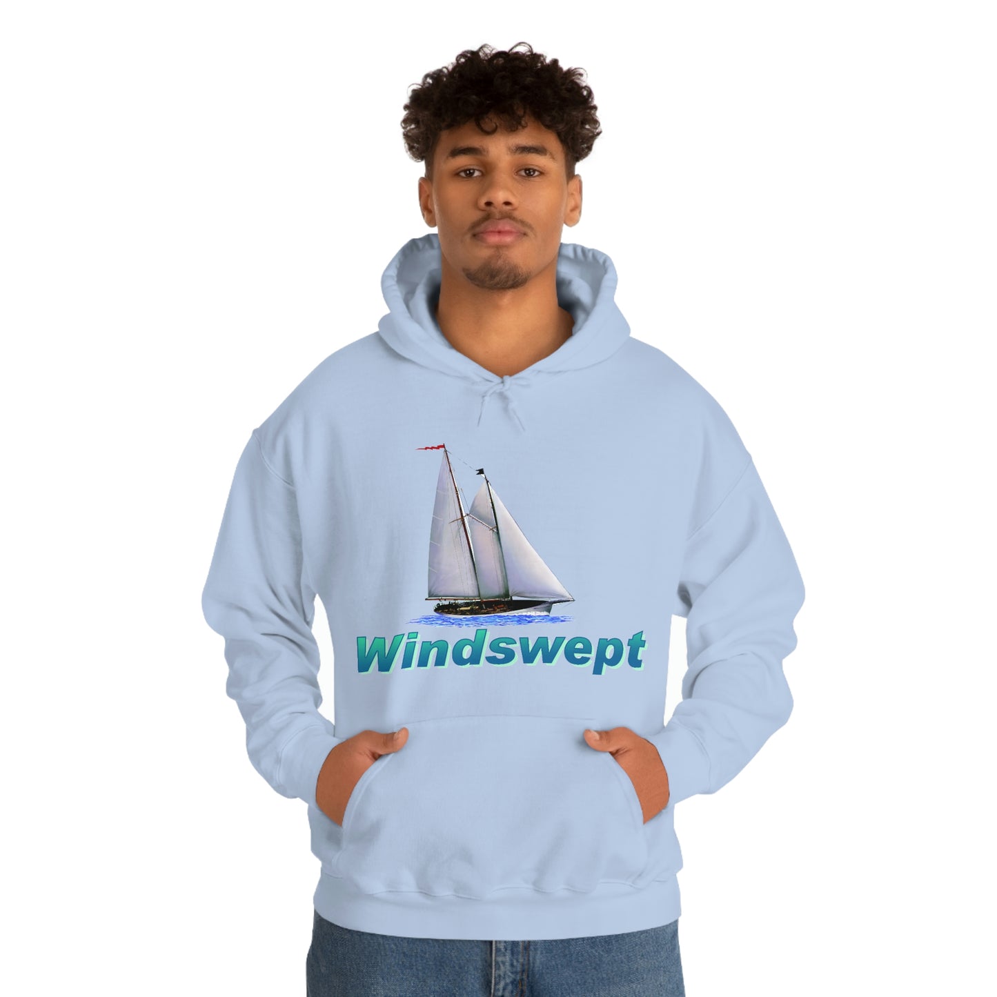 Unisex Heavy Blend™ Hooded Sweatshirt, Windswept, Mother Ocean design.