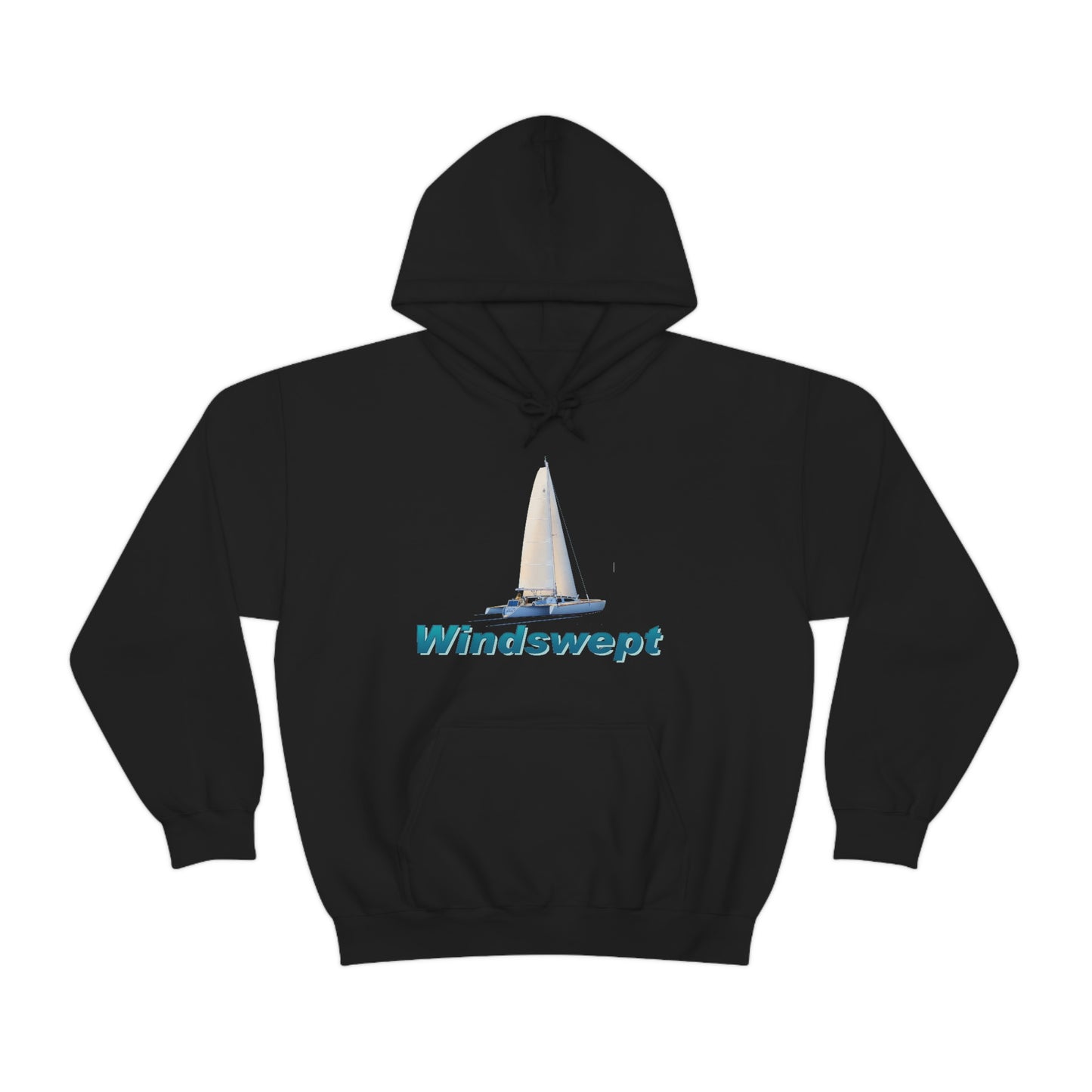 Unisex Heavy Blend™ Hooded Sweatshirt, Windswept, Sister Whisper Trimaran. Artwork by John Ryerson Bredin