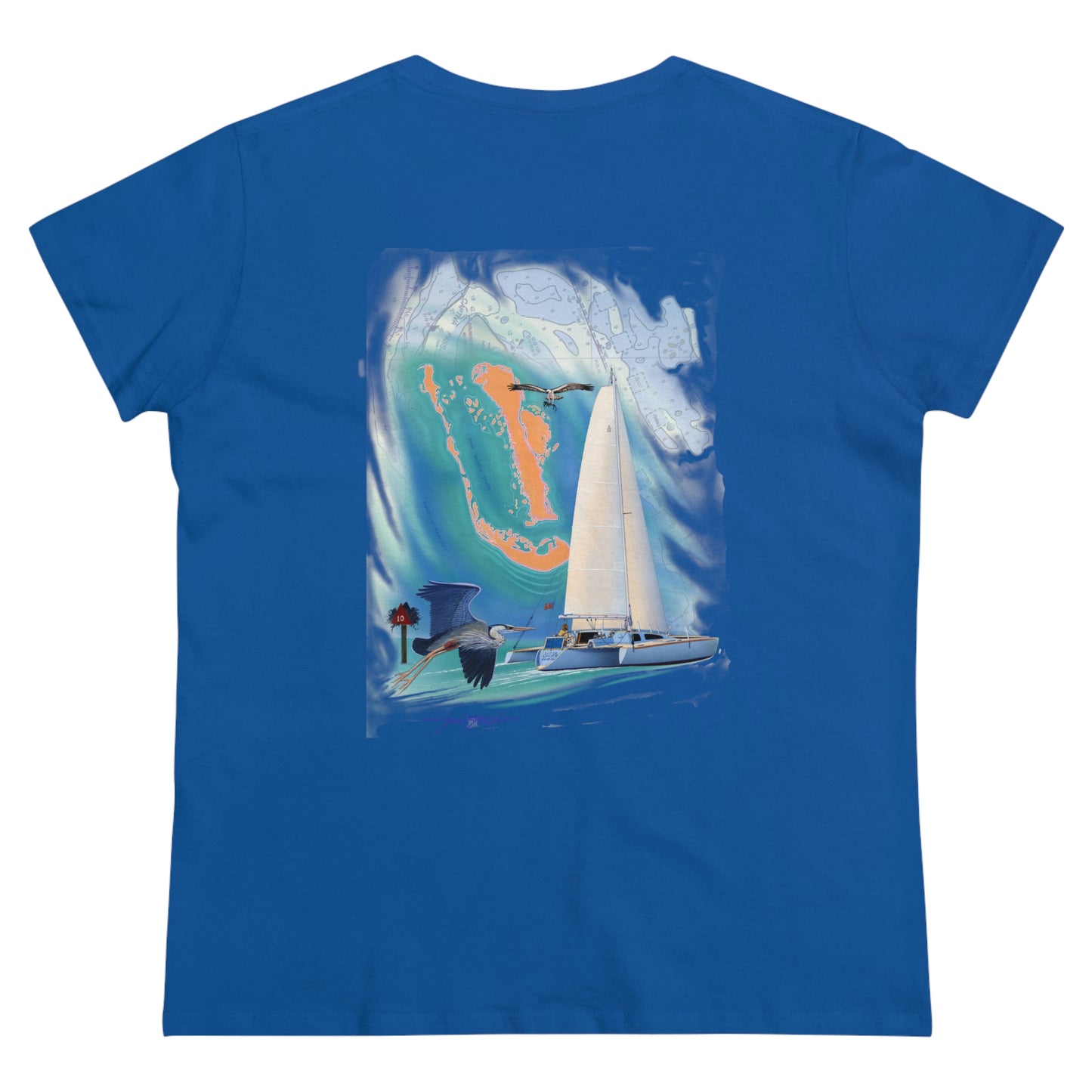 Women's Midweight Cotton Tee, Windswept, Sister Whisper Trimaran.