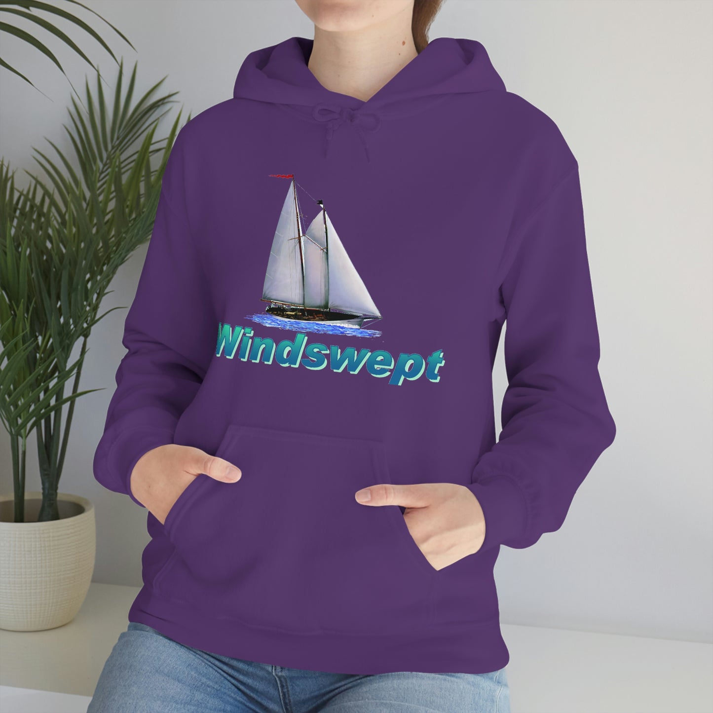 Unisex Heavy Blend™ Hooded Sweatshirt, Windswept, Mother Ocean design.