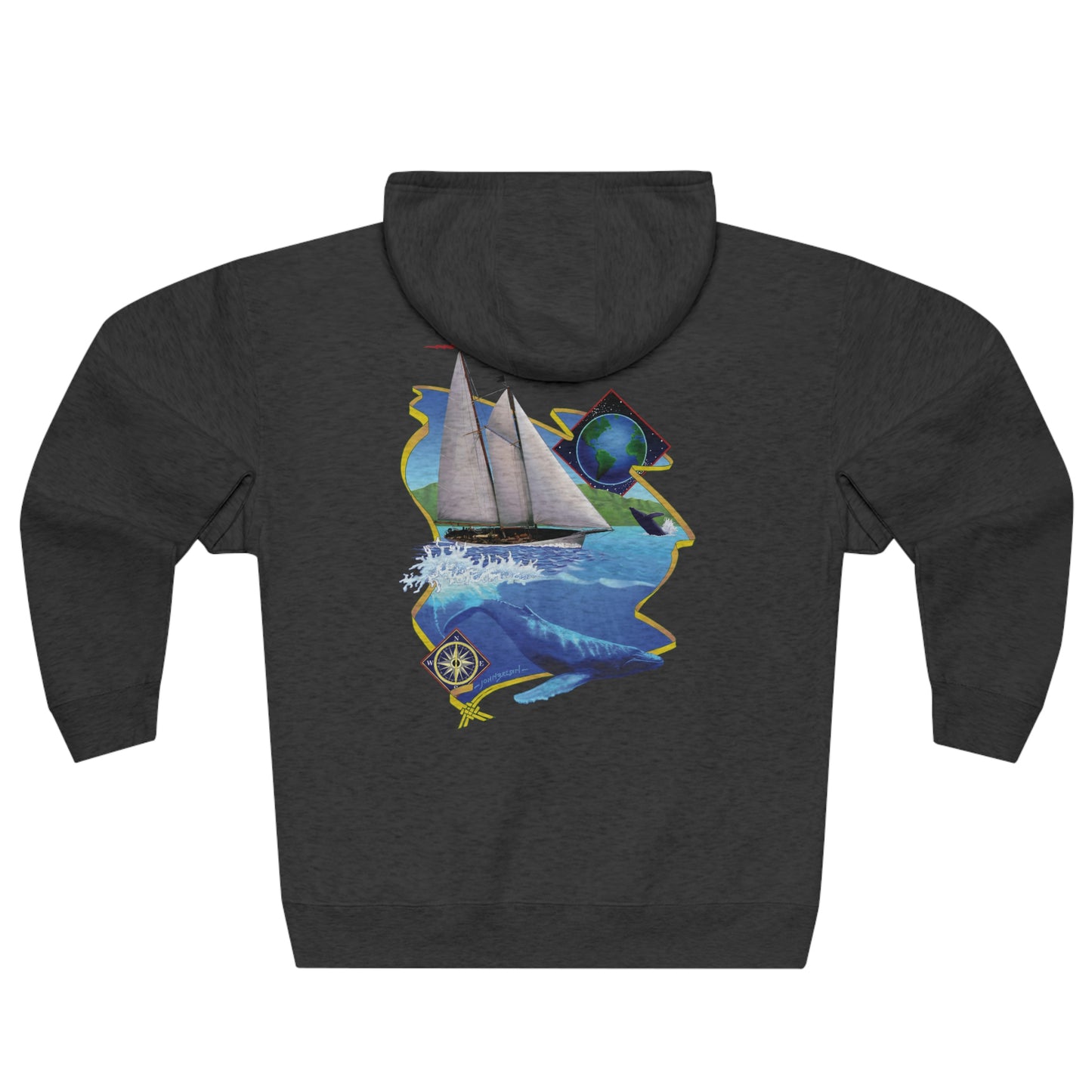 Unisex Premium Full Zip Hoodie, Mother Ocean graphic by John Ryerson Bredin