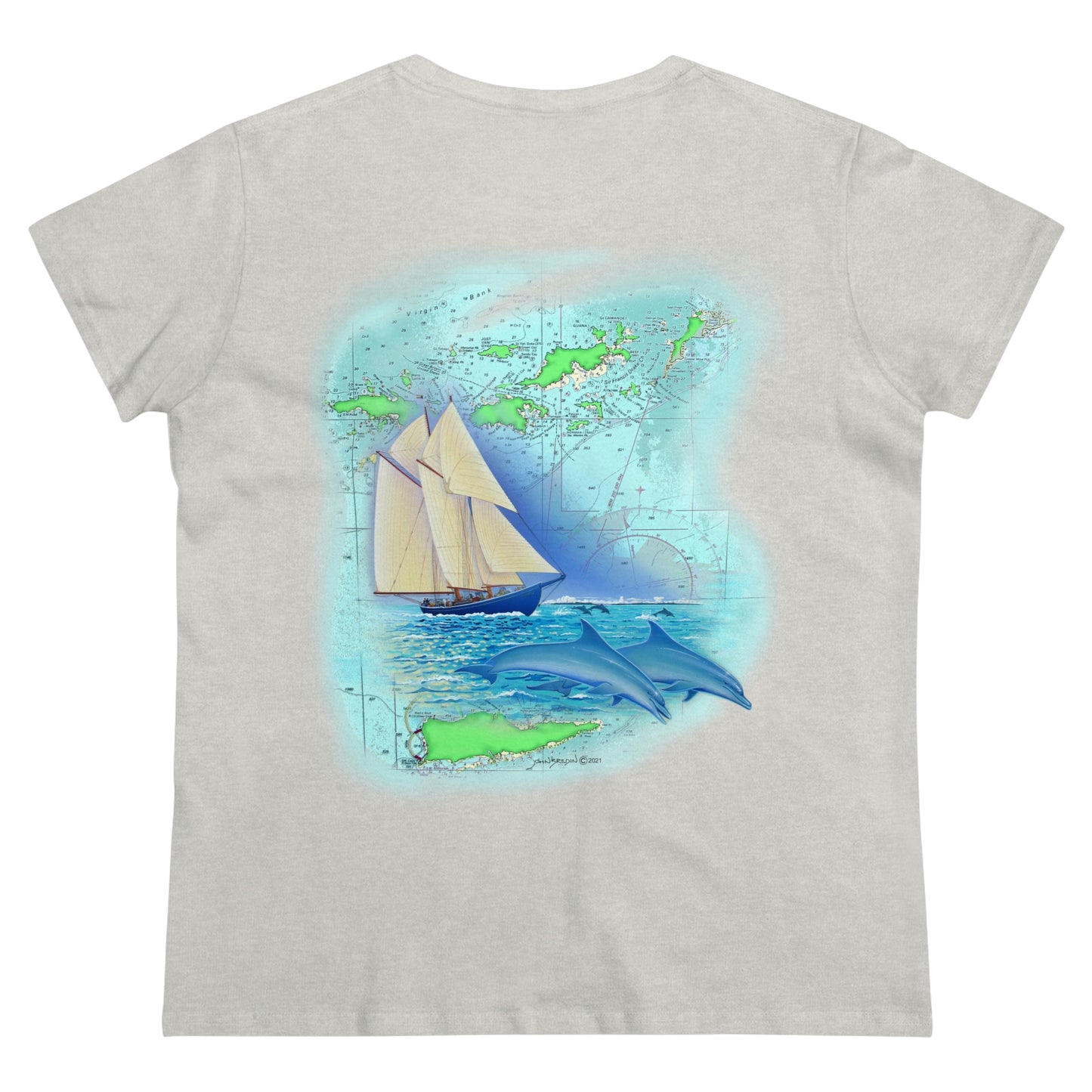Windswept Soult, Bluenose sailboat, Women's Midweight Cotton Tee
