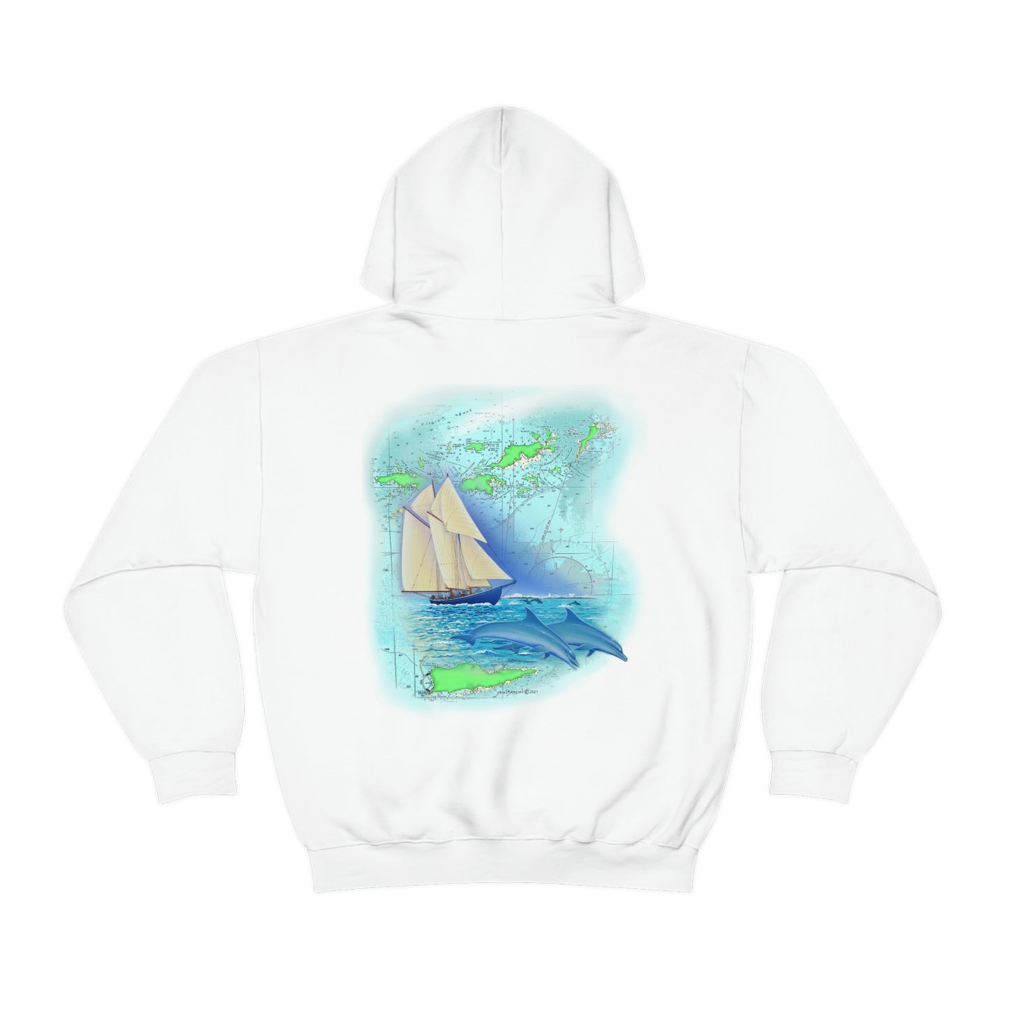 Unisex Heavy Blend™ Hooded Sweatshirt, Windswept Soul, Bluenose Sailboat.