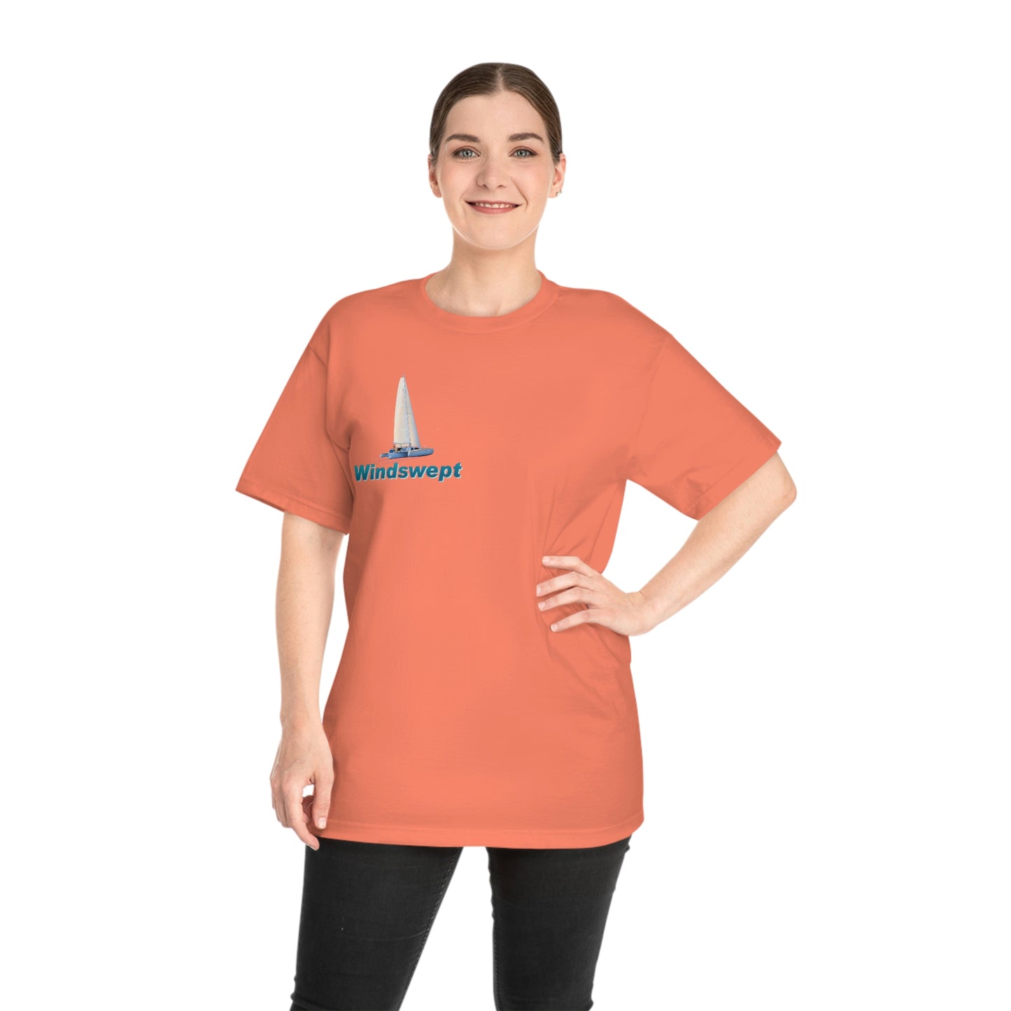 Windswept T-Shirt, Sister Whisper Trimaran. Unisex Hammer™ T-shirt. Artwork by John Ryerson Bredin.