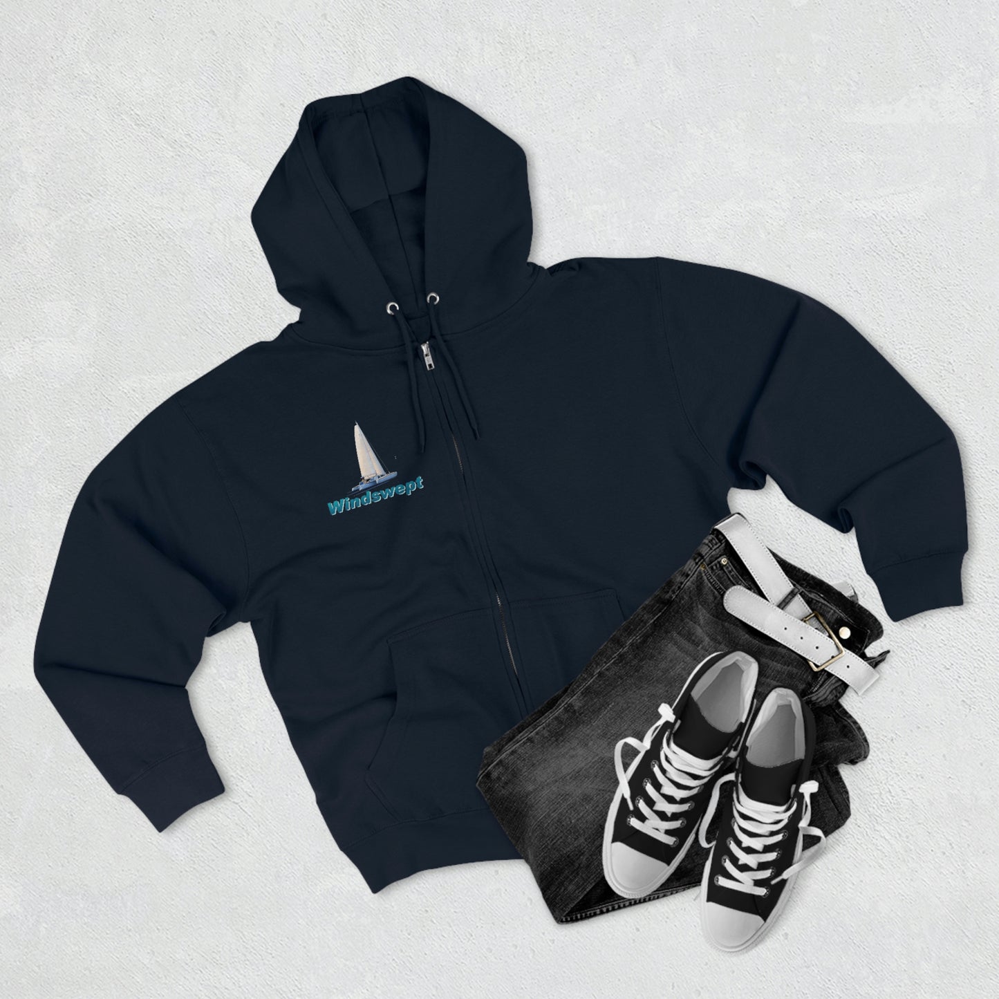 Unisex Premium Full Zip Hoodie, Sister Whisper graphic by John Ryerson Bredin
