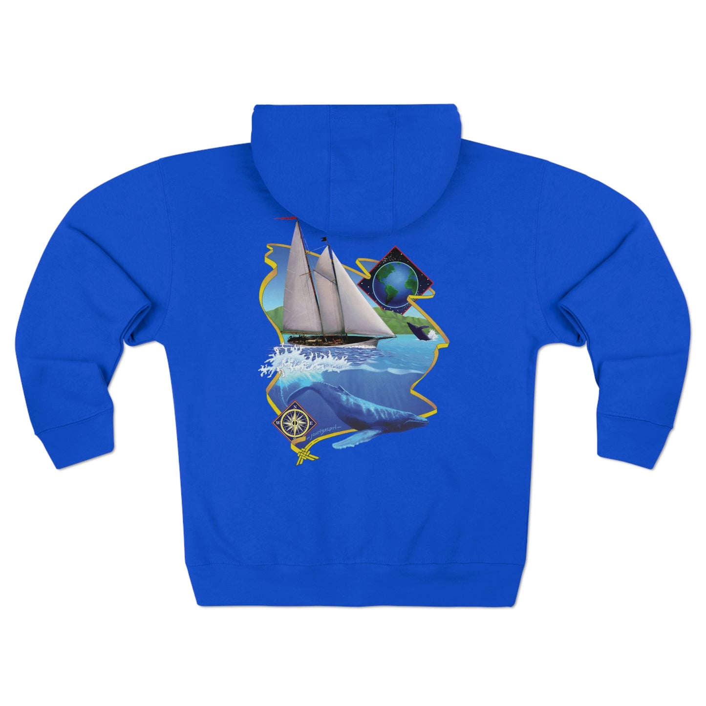 Unisex Premium Full Zip Hoodie, Mother Ocean graphic by John Ryerson Bredin
