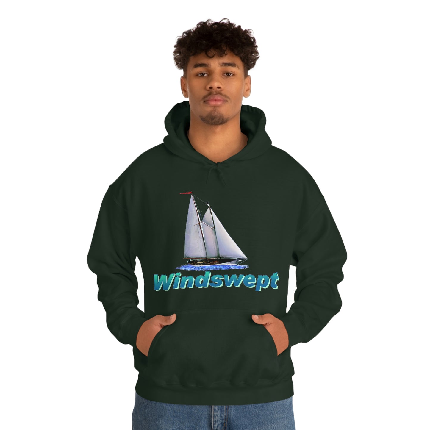 Unisex Heavy Blend™ Hooded Sweatshirt, Windswept, Mother Ocean design.