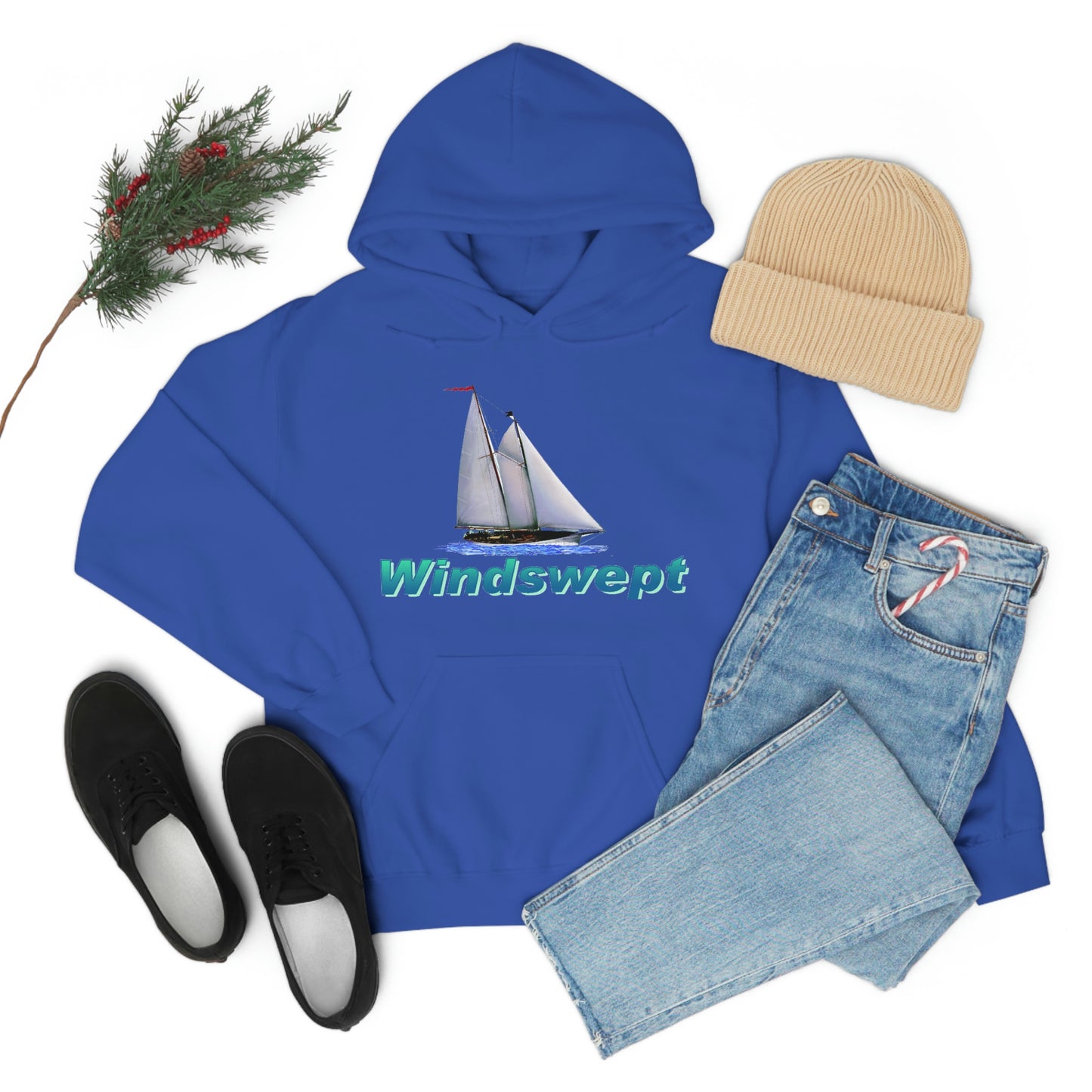 Unisex Heavy Blend™ Hooded Sweatshirt, Windswept, Mother Ocean design.