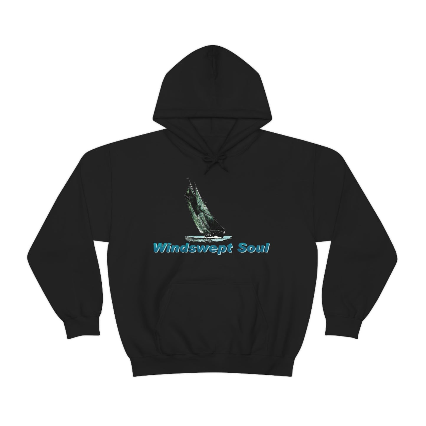 Unisex Heavy Blend™ Hooded Sweatshirt, Windswept Soul, Bluenose Sailboat.