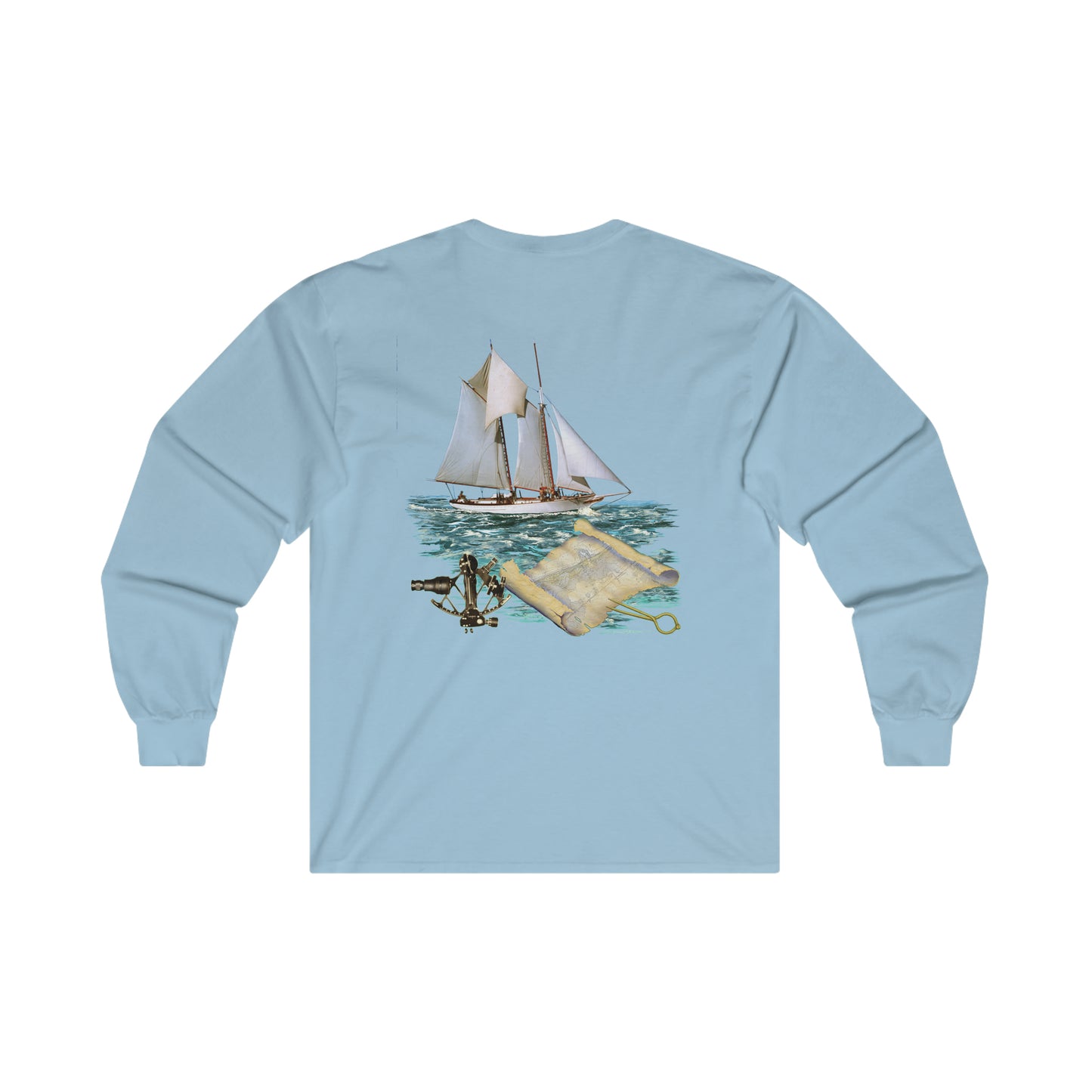 Ultra Cotton Long Sleeve Tee, W.H. Aubrey Sailboat. By John Ryerson Bredin