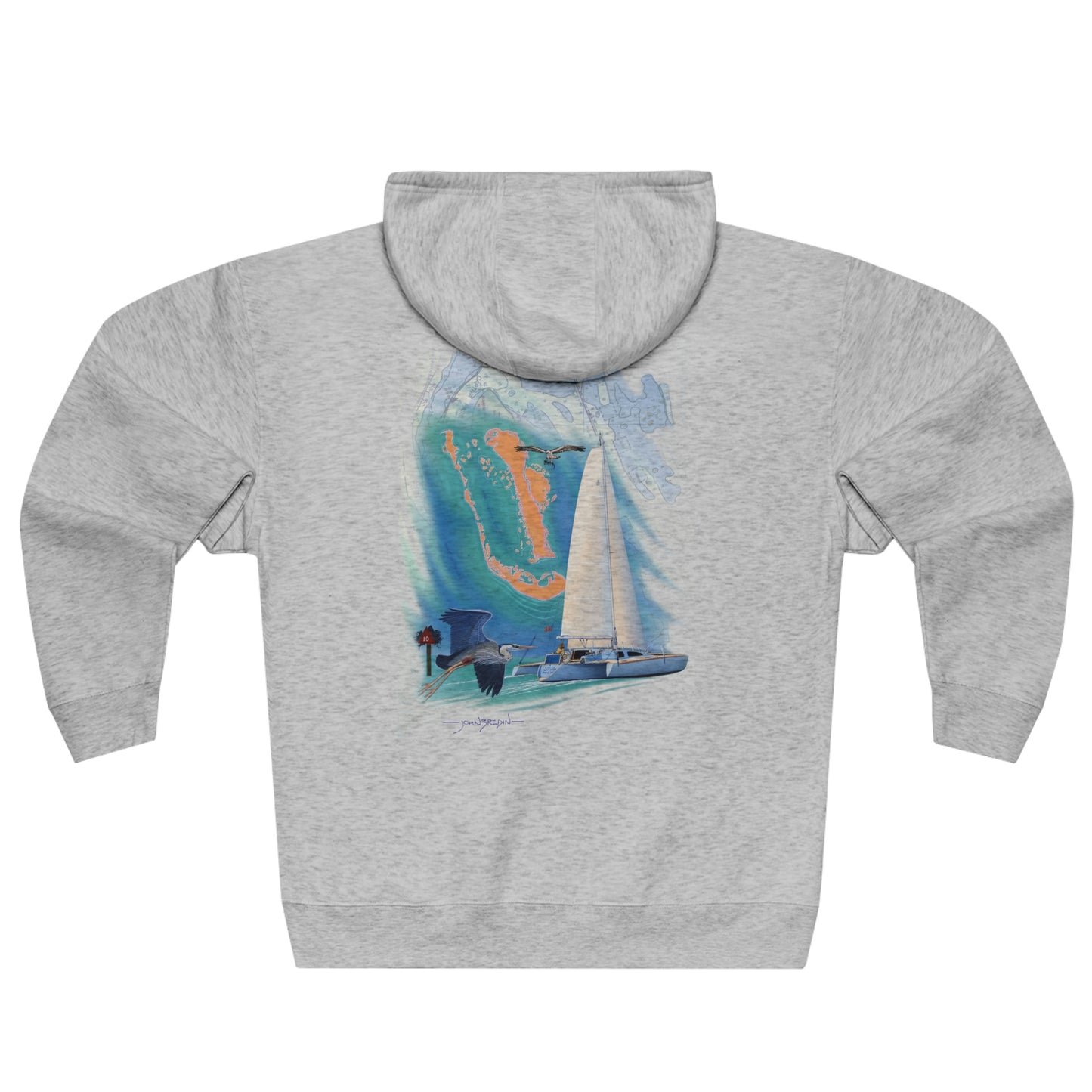 Unisex Premium Full Zip Hoodie, Sister Whisper graphic by John Ryerson Bredin