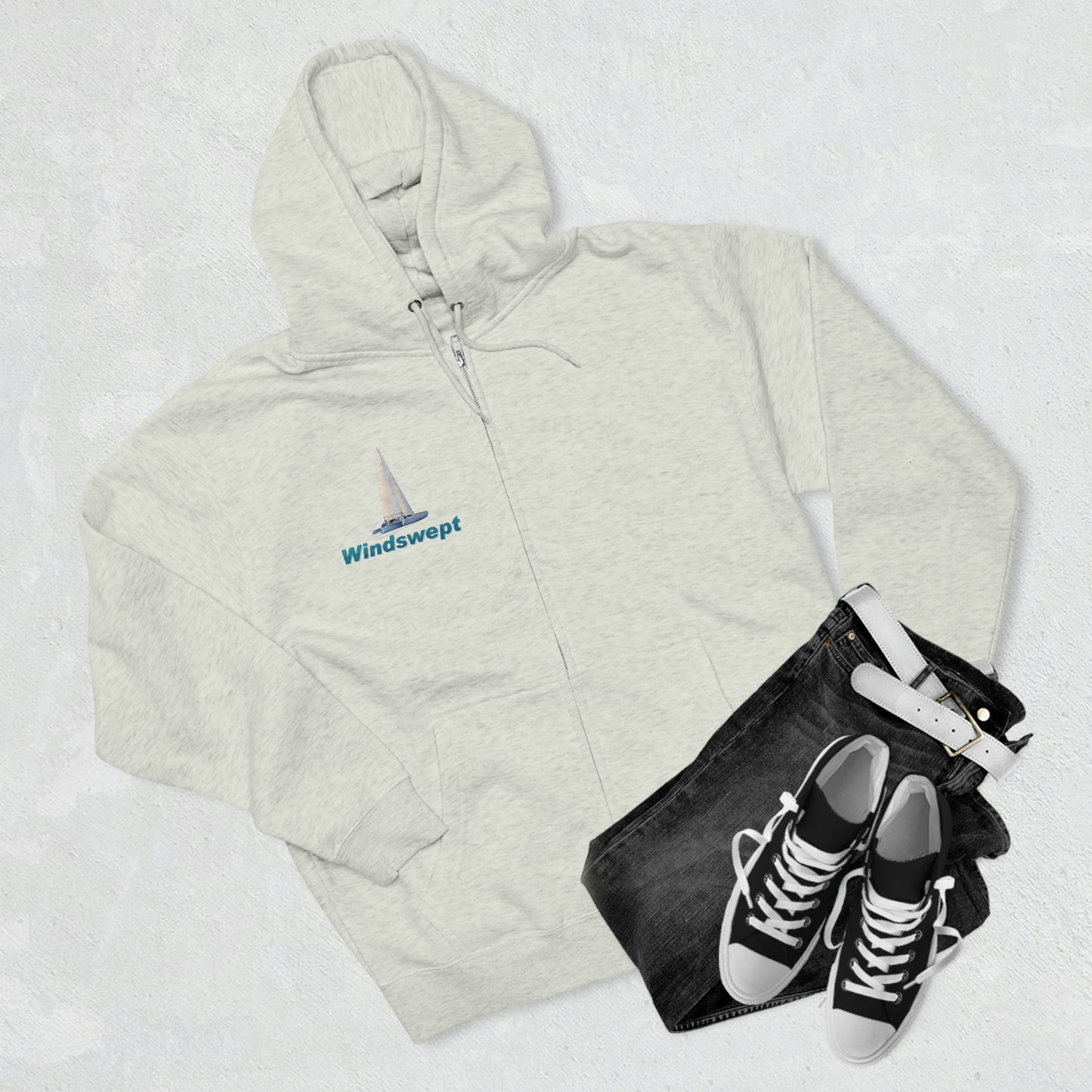 Unisex Premium Full Zip Hoodie, Sister Whisper graphic by John Ryerson Bredin