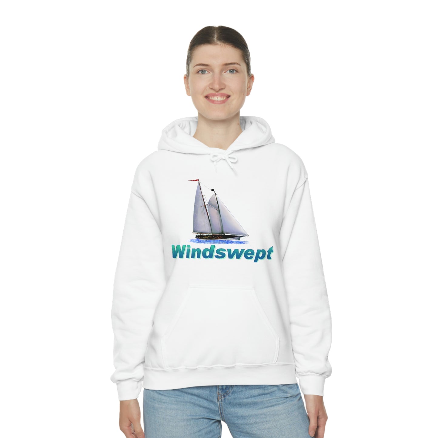 Unisex Heavy Blend™ Hooded Sweatshirt, Windswept, Mother Ocean design.
