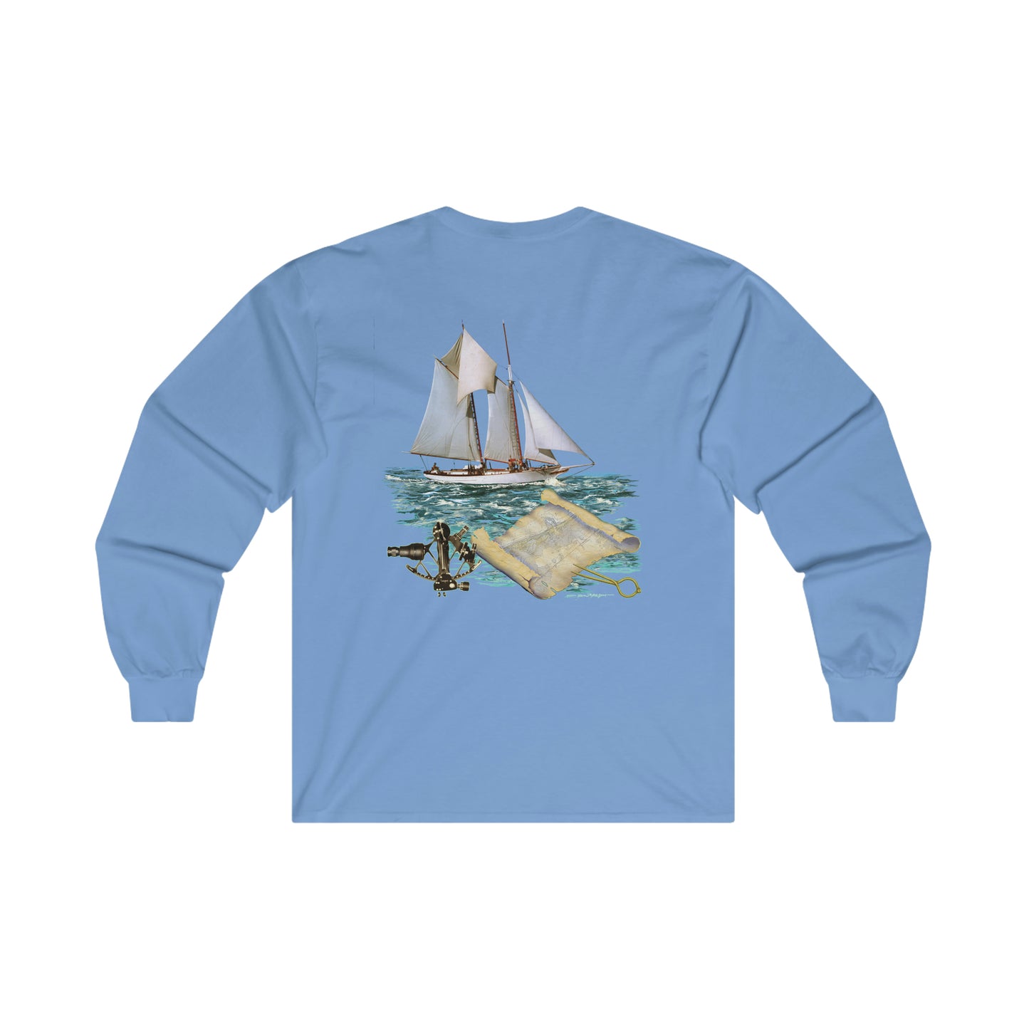 Ultra Cotton Long Sleeve Tee, W.H. Aubrey Sailboat. By John Ryerson Bredin
