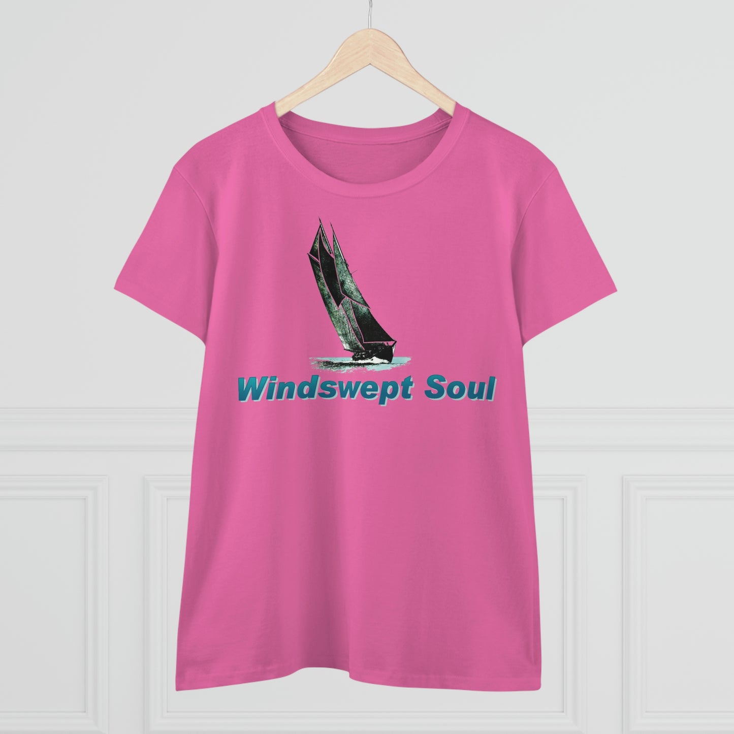 Windswept Soult, Bluenose sailboat, Women's Midweight Cotton Tee