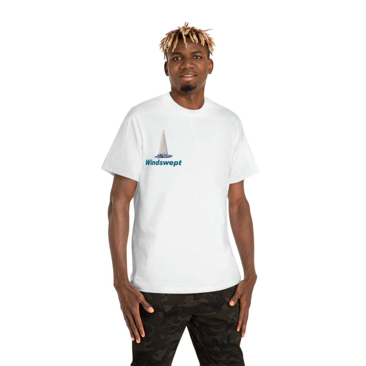 Windswept T-Shirt, Sister Whisper Trimaran. Unisex Hammer™ T-shirt. Artwork by John Ryerson Bredin.