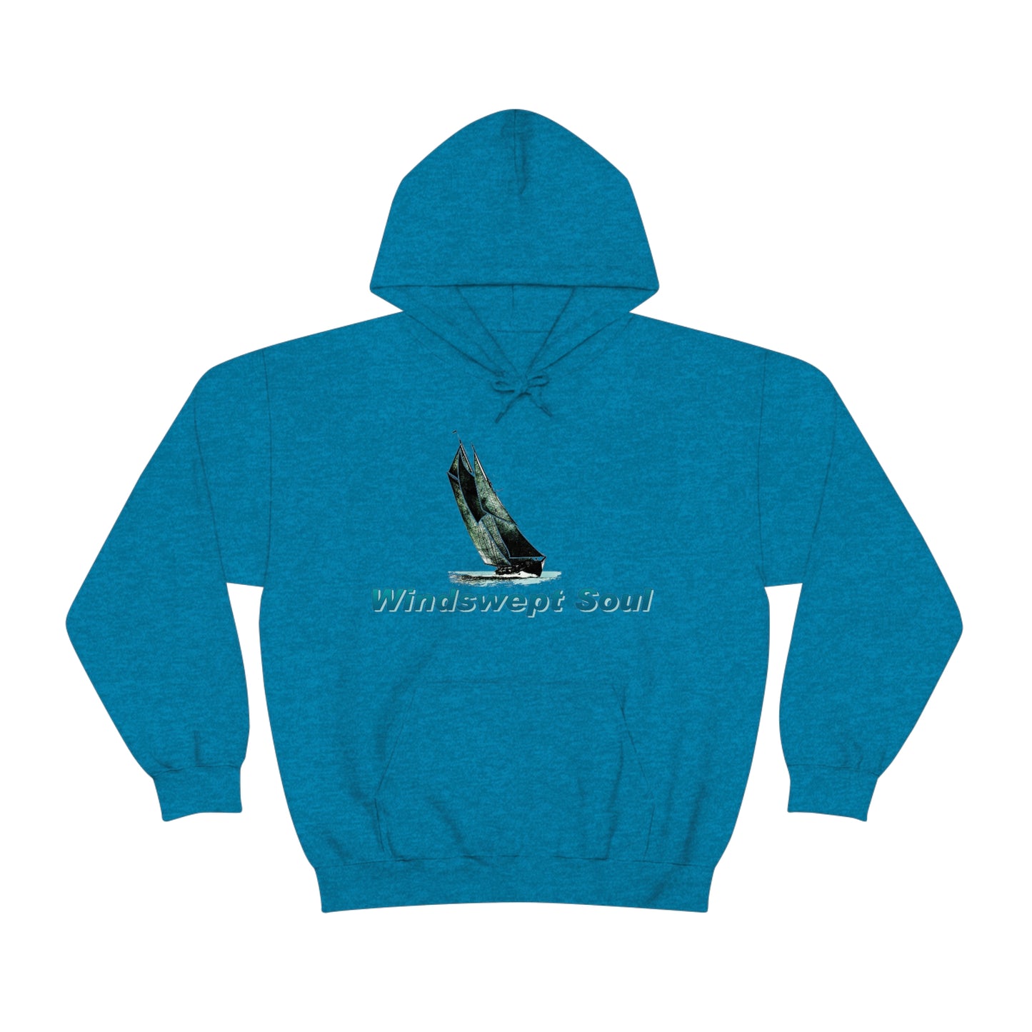 Unisex Heavy Blend™ Hooded Sweatshirt, Windswept Soul, Bluenose Sailboat.
