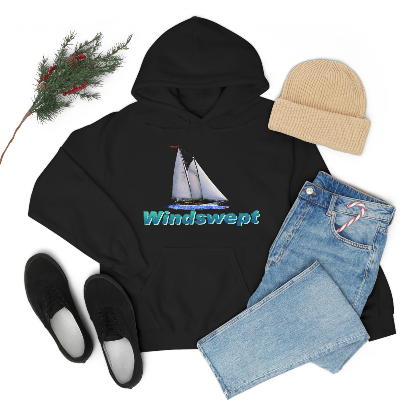 Unisex Heavy Blend™ Hooded Sweatshirt, Windswept, Mother Ocean design.