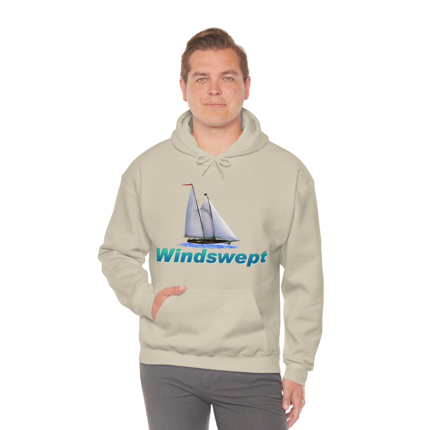 Unisex Heavy Blend™ Hooded Sweatshirt, Windswept, Mother Ocean design.