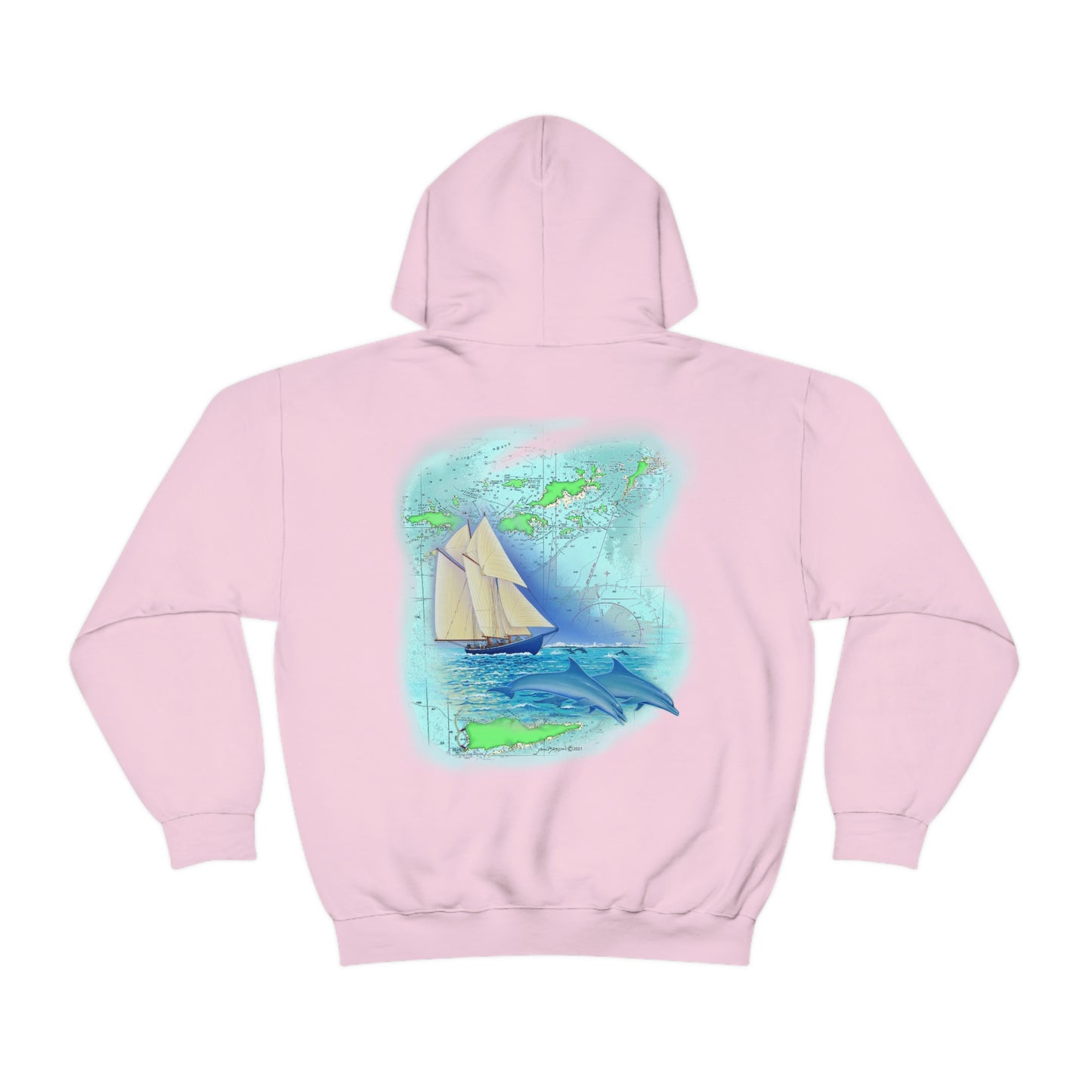 Unisex Heavy Blend™ Hooded Sweatshirt, Windswept Soul, Bluenose Sailboat.