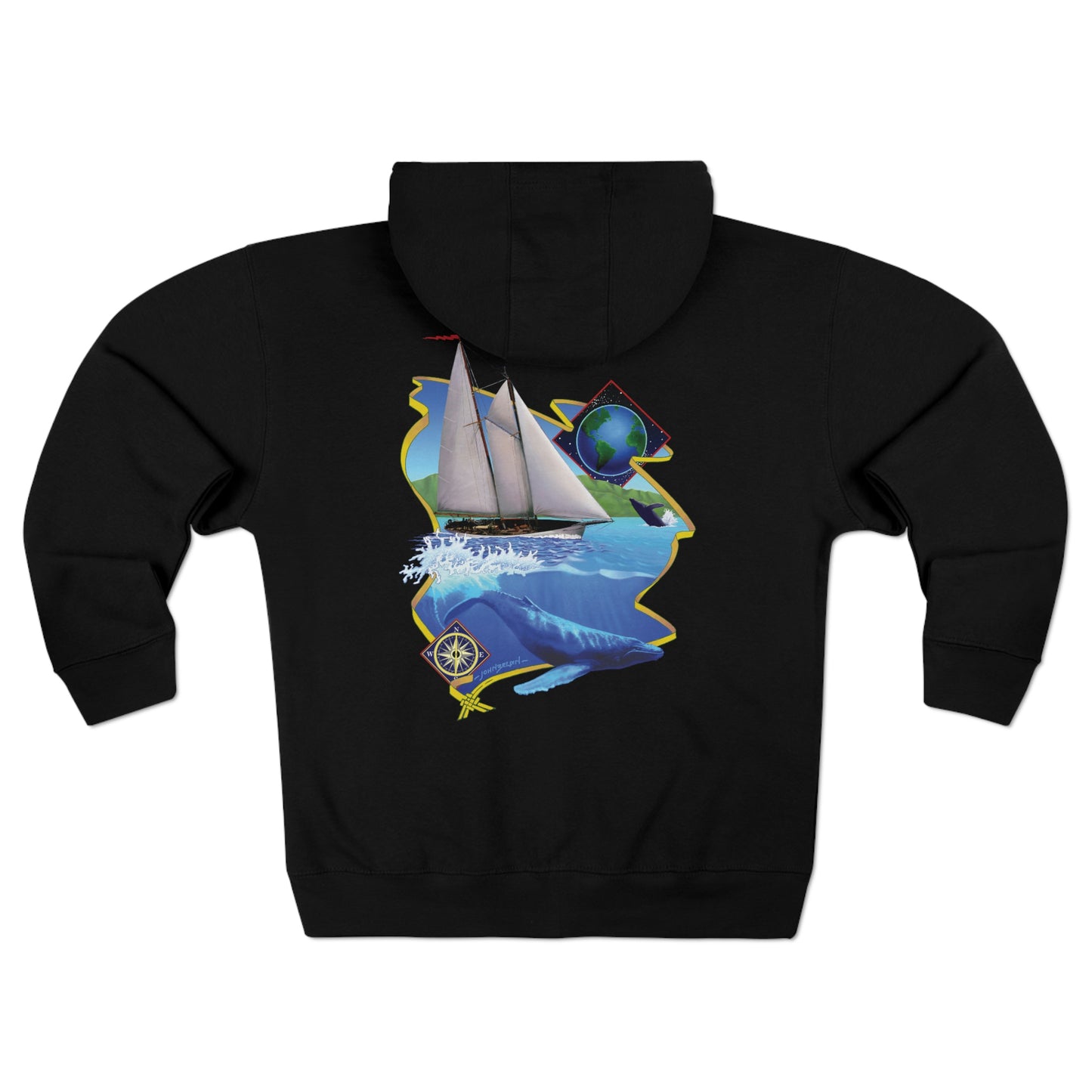 Unisex Premium Full Zip Hoodie, Mother Ocean graphic by John Ryerson Bredin