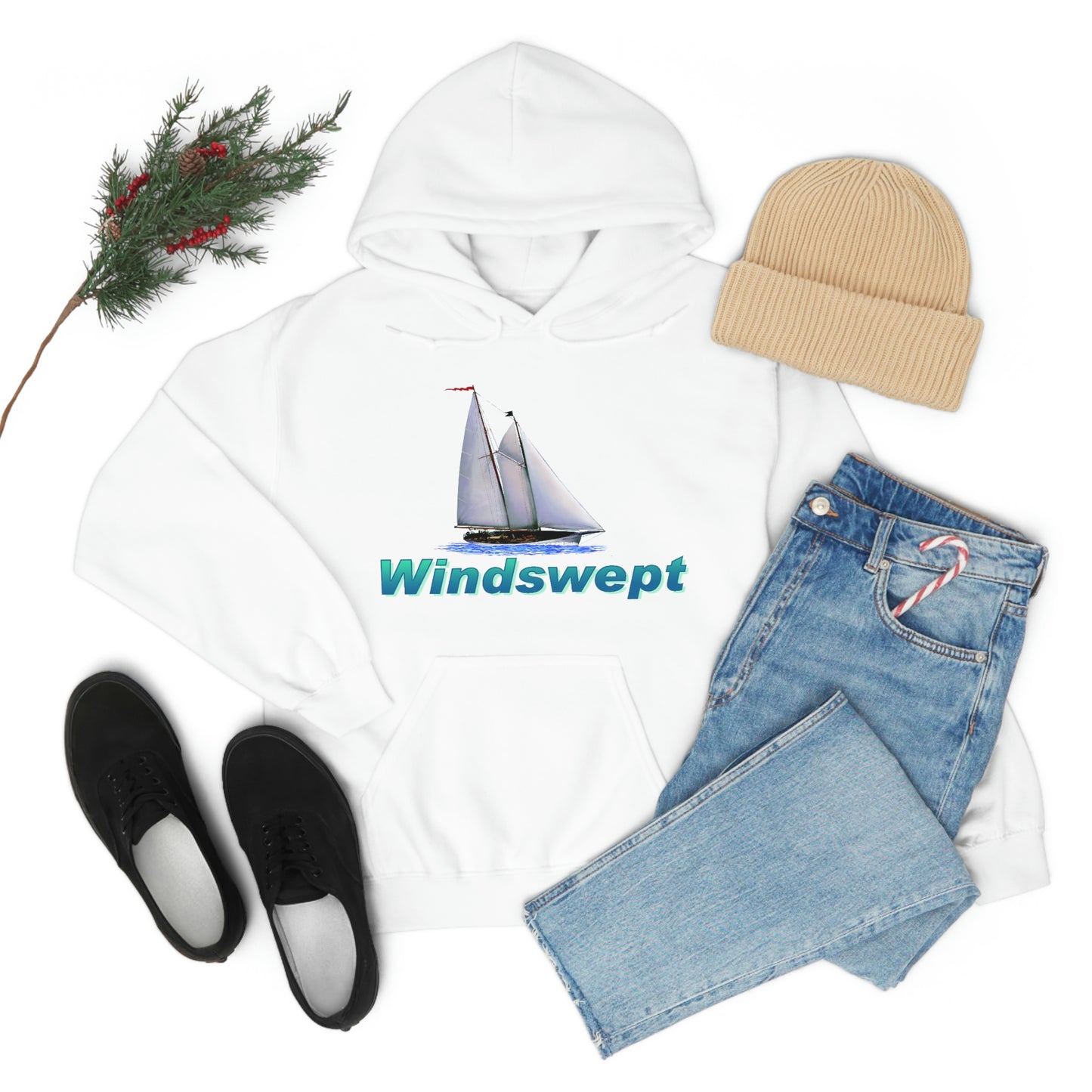 Unisex Heavy Blend™ Hooded Sweatshirt, Windswept, Mother Ocean design.