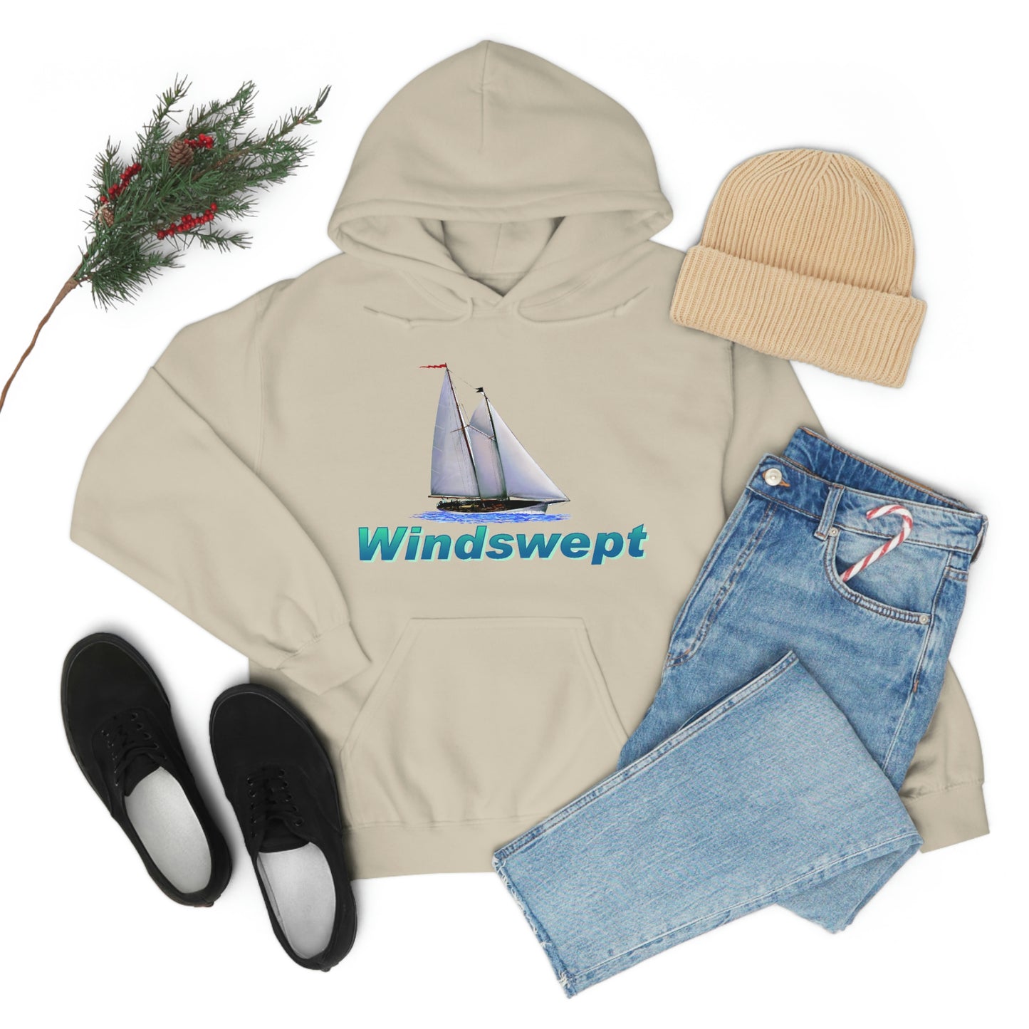 Unisex Heavy Blend™ Hooded Sweatshirt, Windswept, Mother Ocean design.