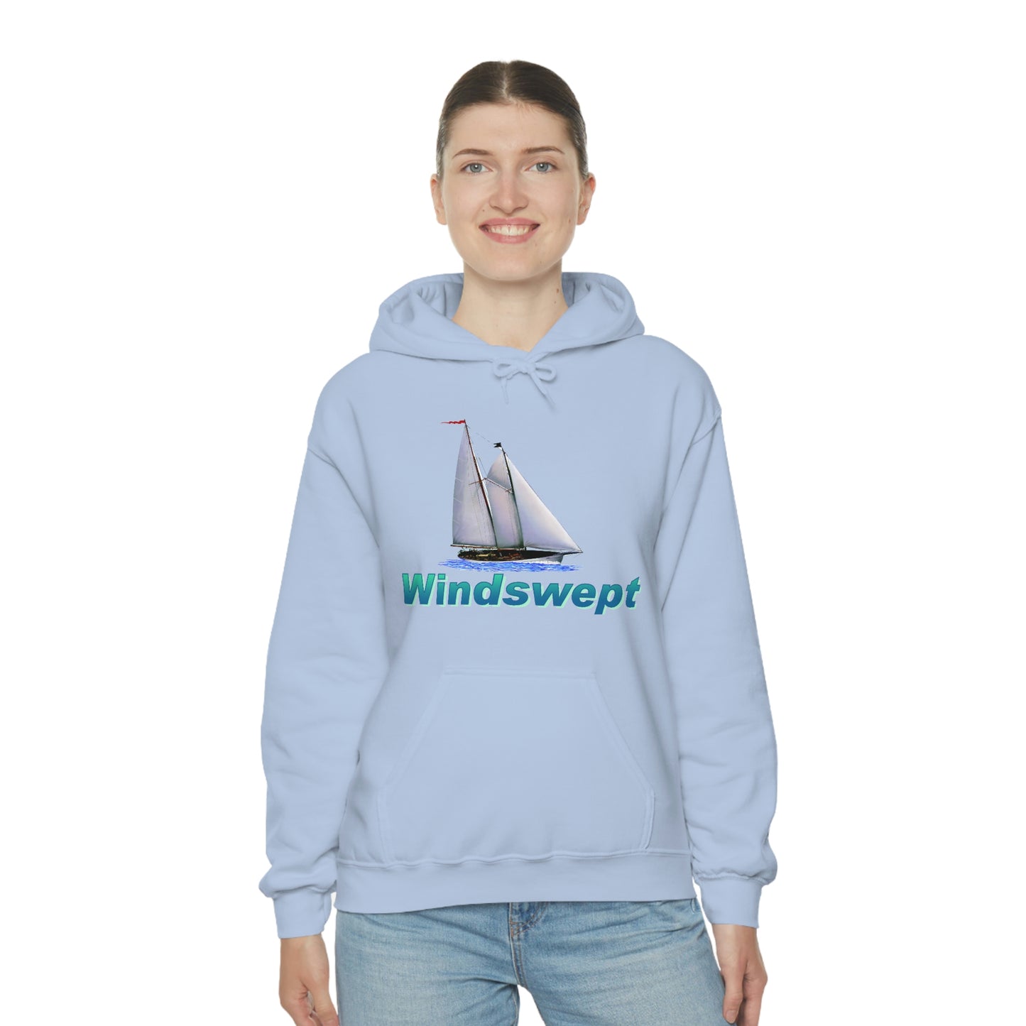 Unisex Heavy Blend™ Hooded Sweatshirt, Windswept, Mother Ocean design.