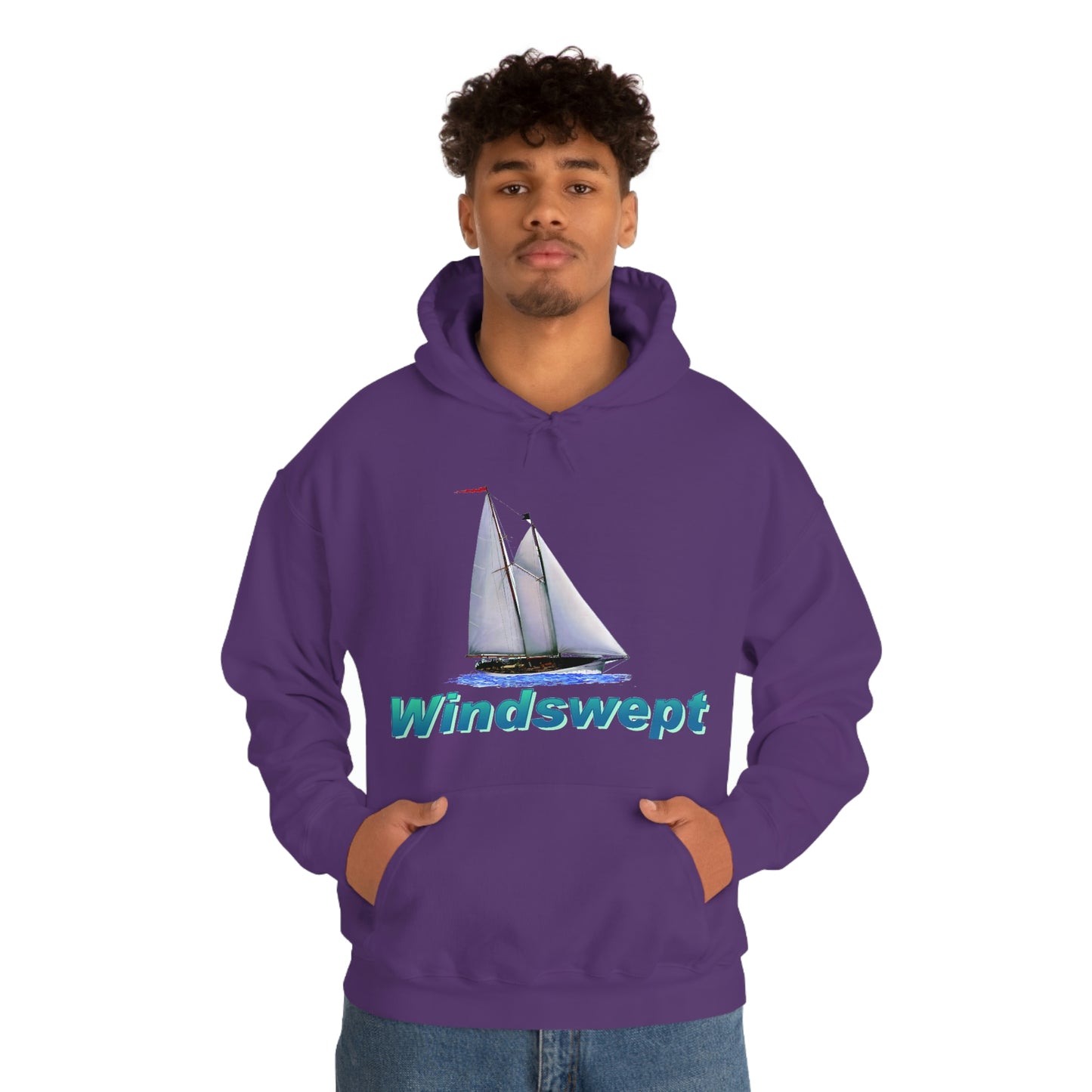Unisex Heavy Blend™ Hooded Sweatshirt, Windswept, Mother Ocean design.
