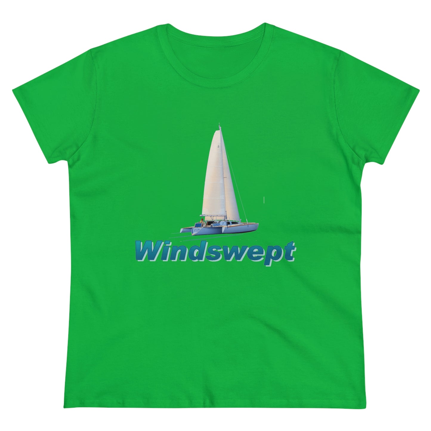 Women's Midweight Cotton Tee, Windswept, Sister Whisper Trimaran.