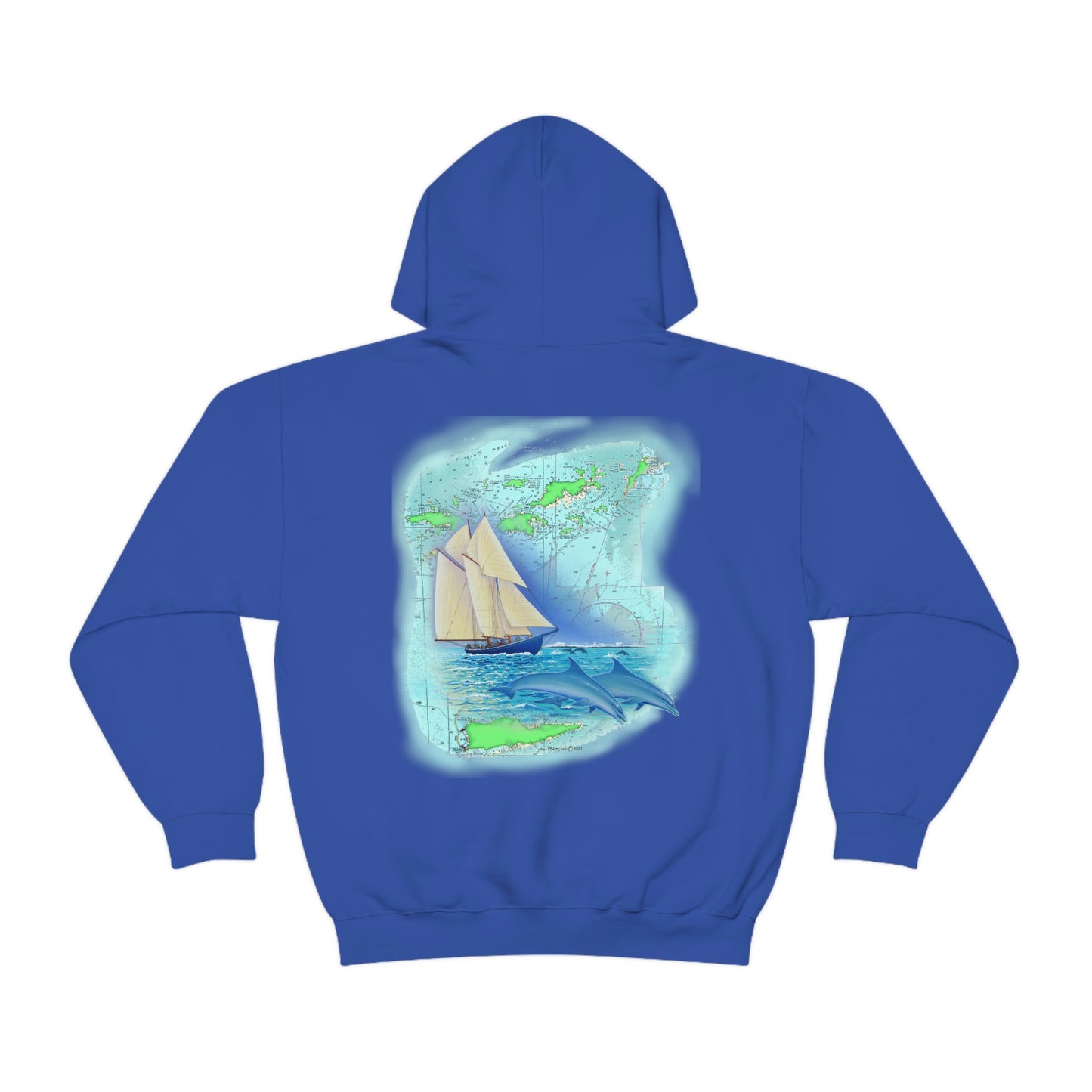 Unisex Heavy Blend™ Hooded Sweatshirt, Windswept Soul, Bluenose Sailboat.