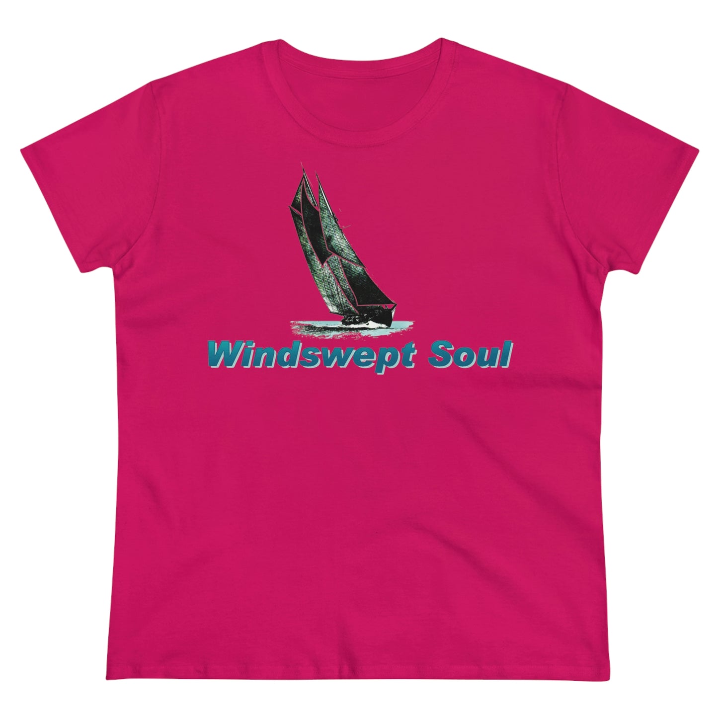 Windswept Soult, Bluenose sailboat, Women's Midweight Cotton Tee