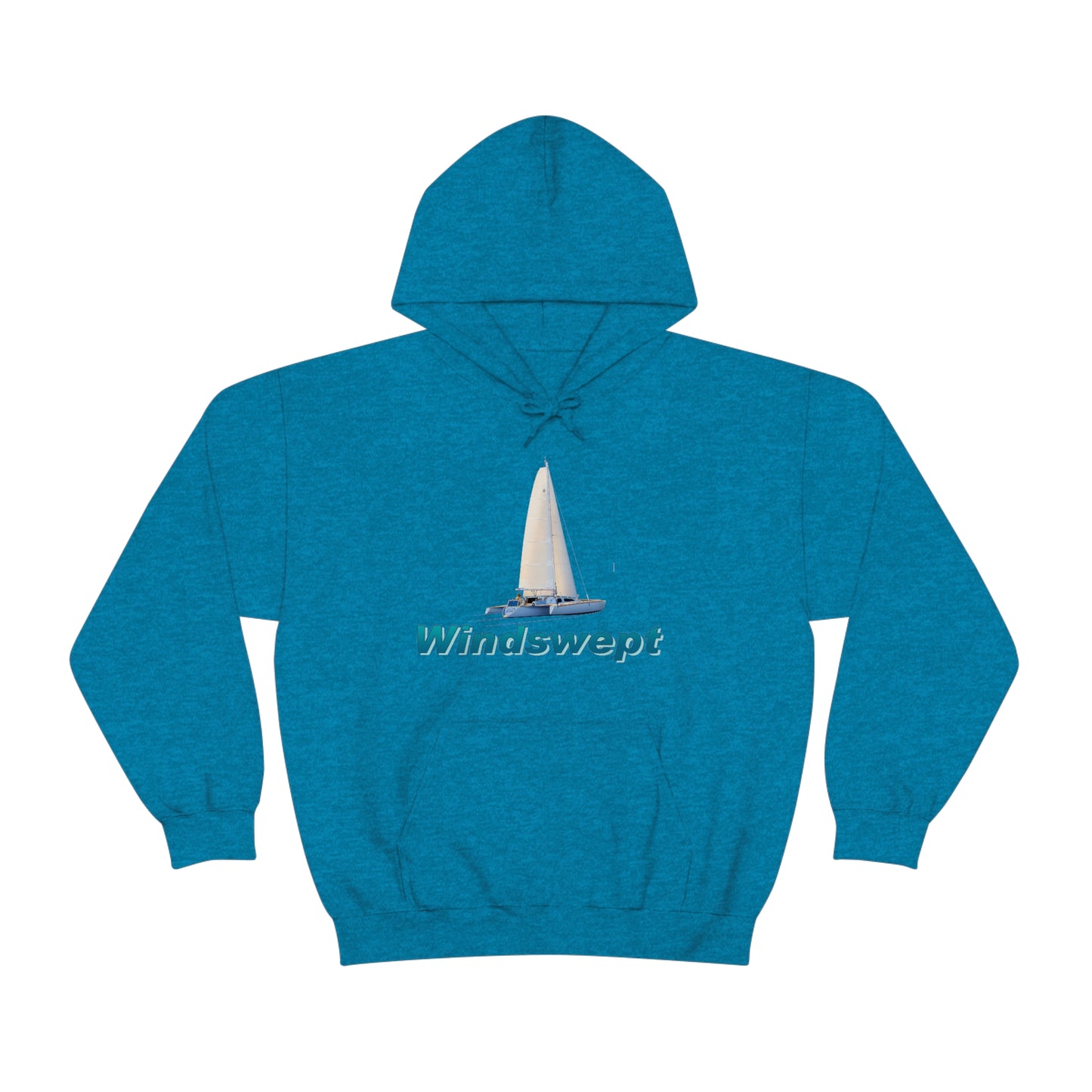 Unisex Heavy Blend™ Hooded Sweatshirt, Windswept, Sister Whisper Trimaran. Artwork by John Ryerson Bredin