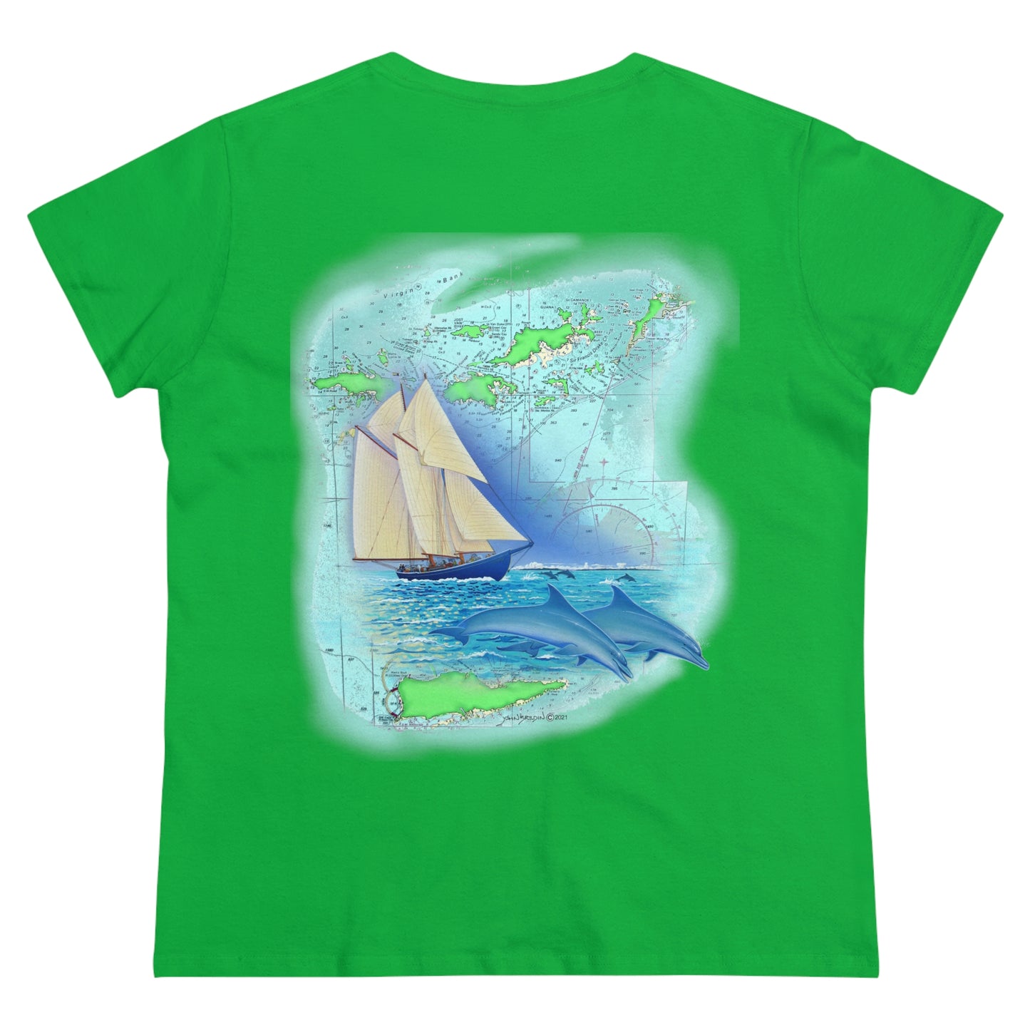 Windswept Soult, Bluenose sailboat, Women's Midweight Cotton Tee