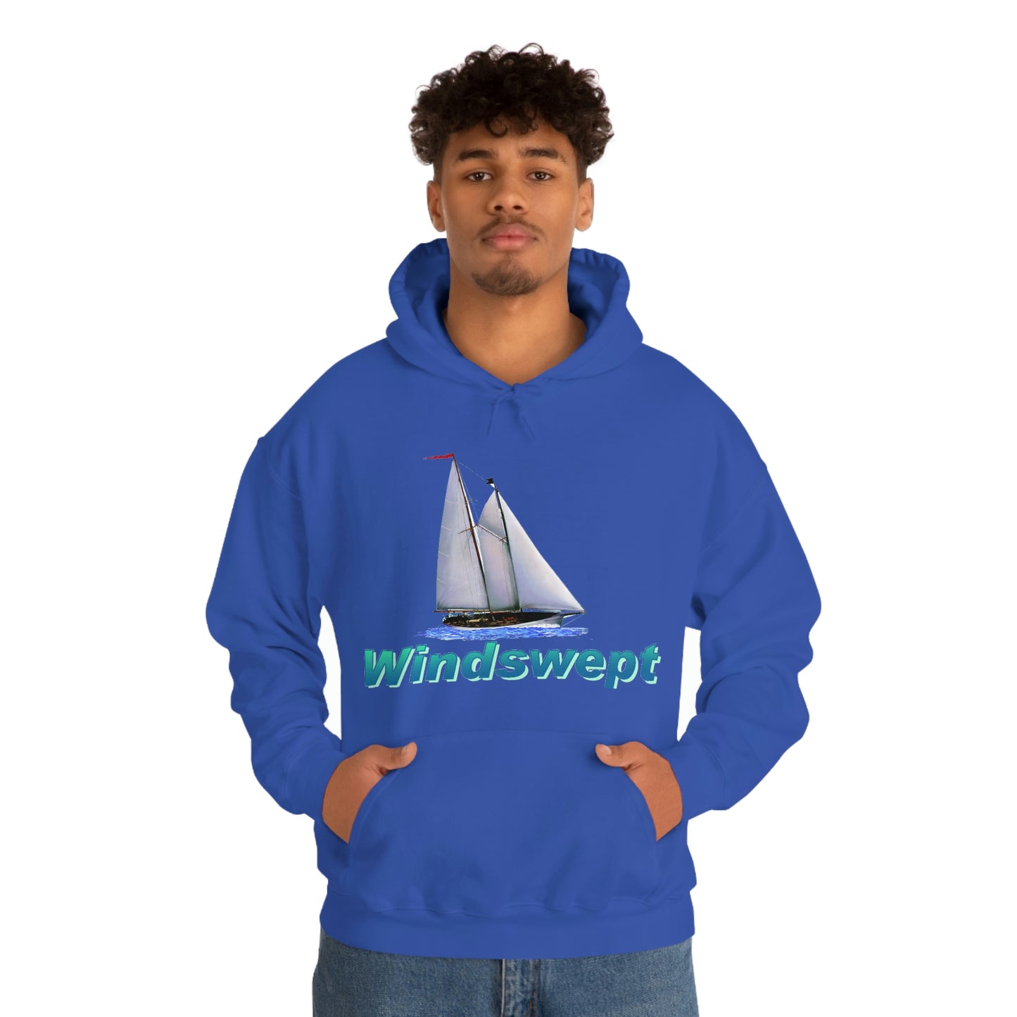 Unisex Heavy Blend™ Hooded Sweatshirt, Windswept, Mother Ocean design.