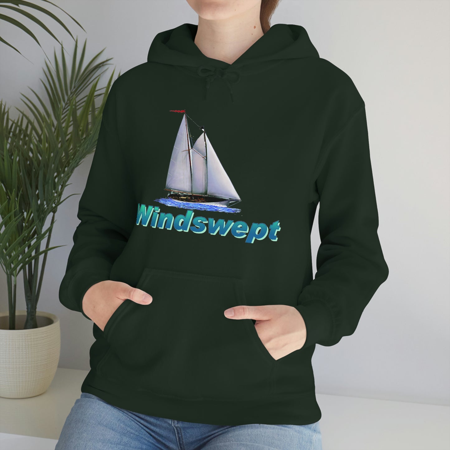Unisex Heavy Blend™ Hooded Sweatshirt, Windswept, Mother Ocean design.