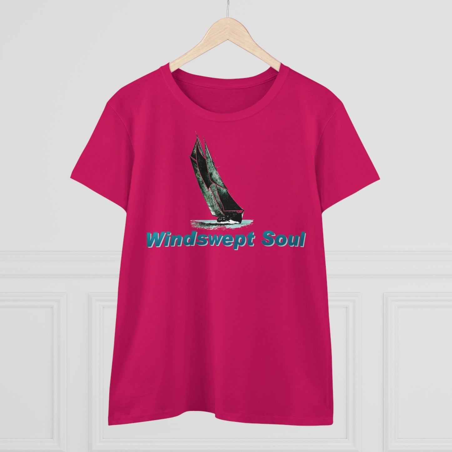 Windswept Soult, Bluenose sailboat, Women's Midweight Cotton Tee